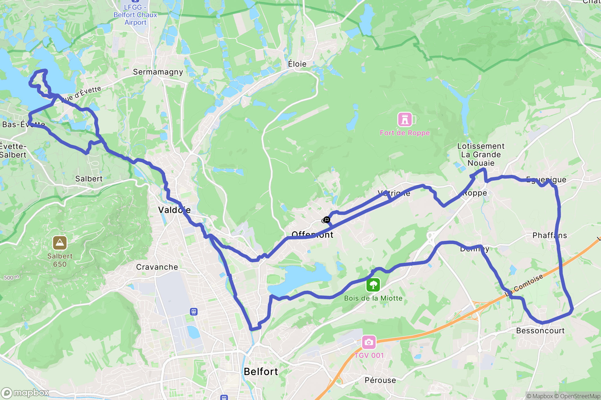 Offemont : carte du parcours de randonnée - France