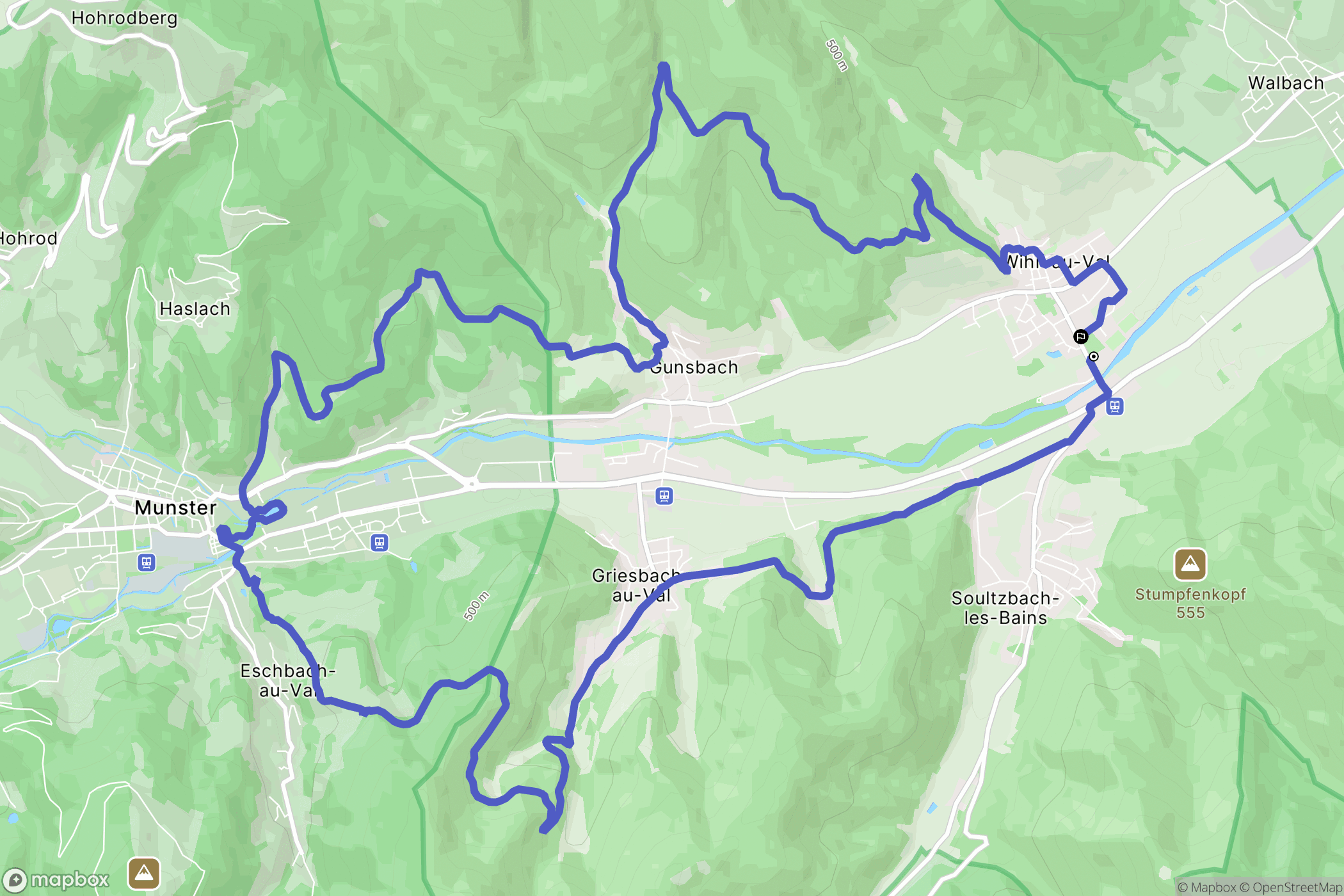 Wihr-au-Val : carte du parcours de randonnée - France