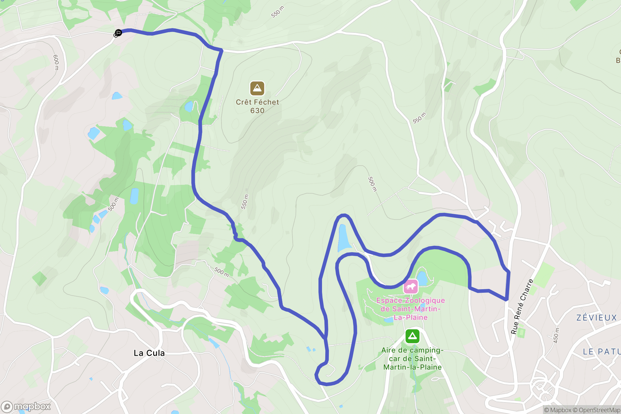 Genilac : carte du parcours de randonnée - France