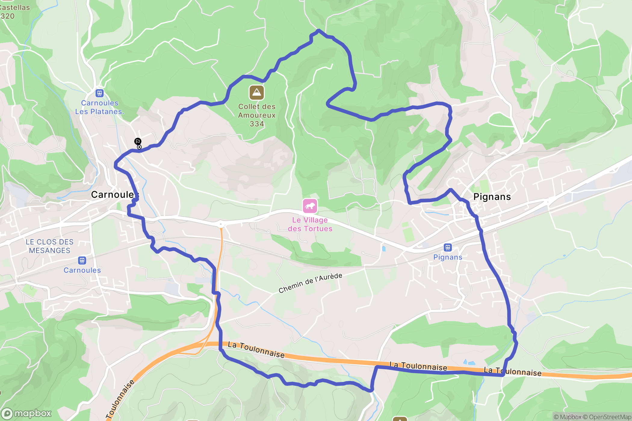 Carnoules : carte du parcours de randonnée - France