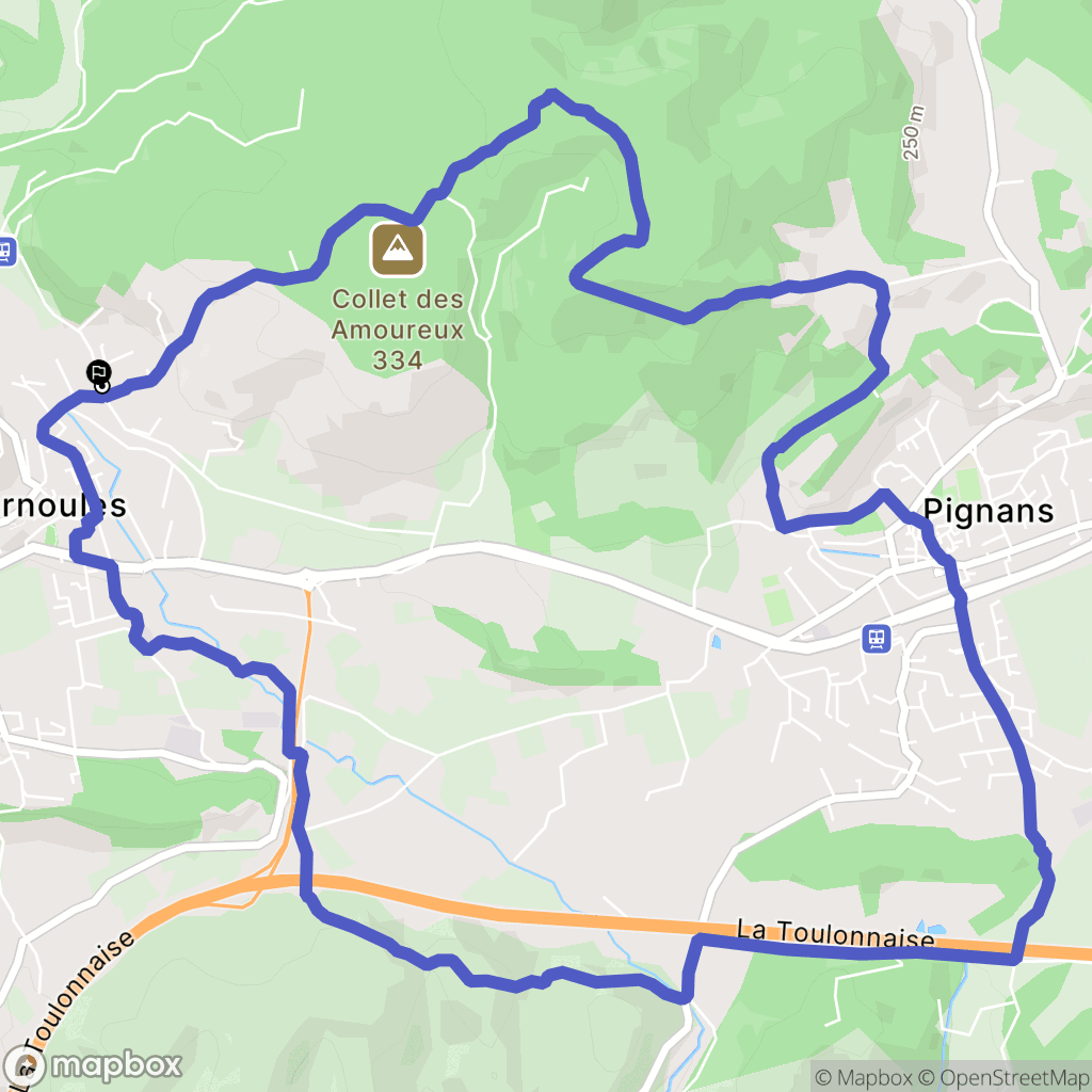 Carnoules : carte du parcours de randonnée - France