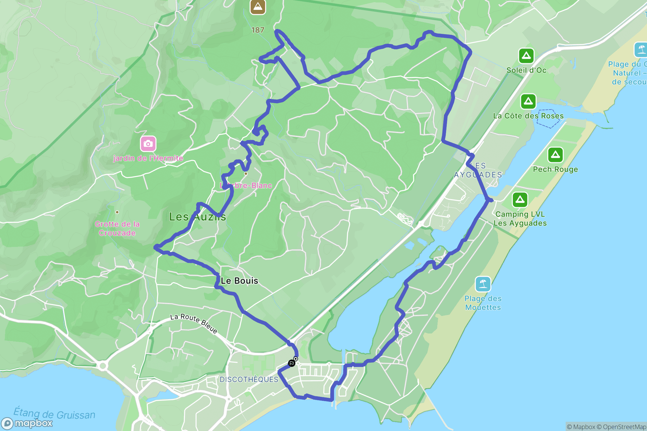 Gruissan : carte du parcours de randonnée - France