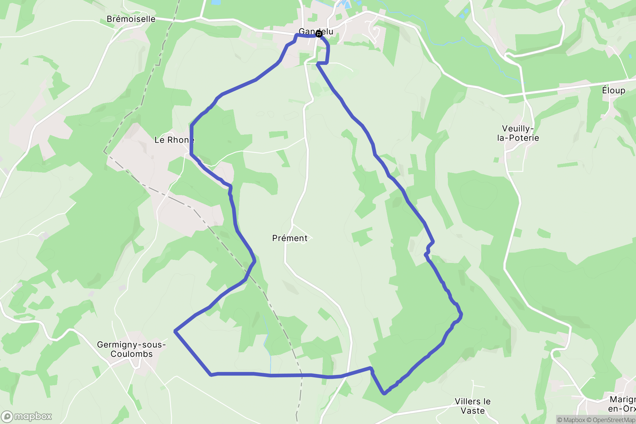 Gandelu : carte du parcours de randonnée - France