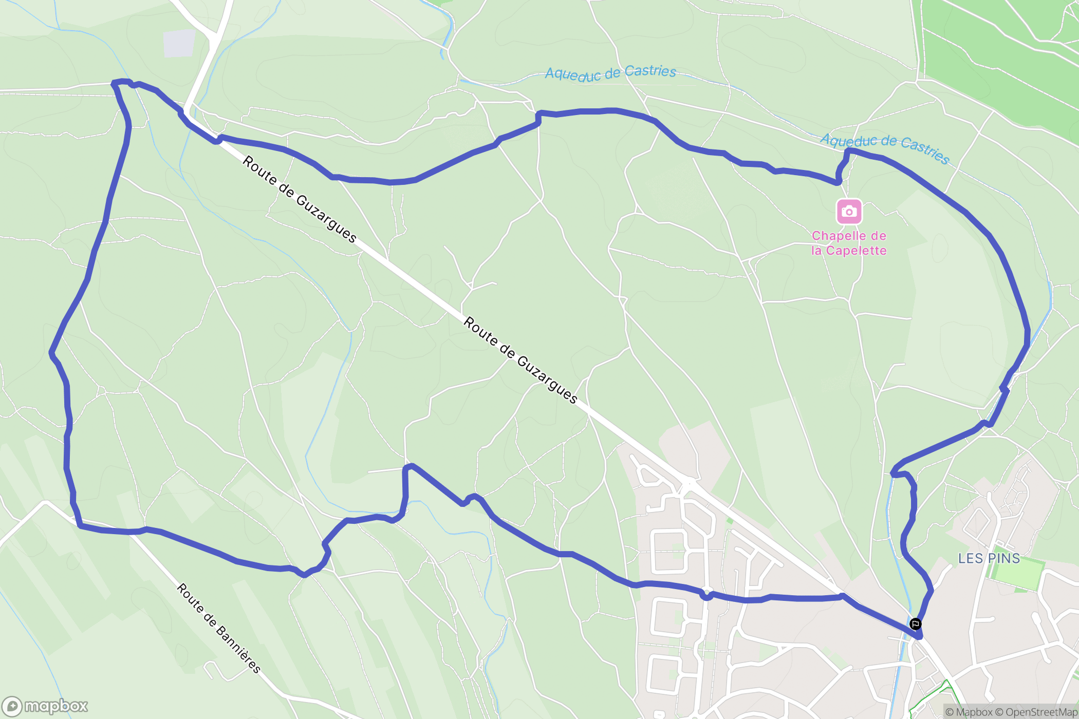 Castries : carte du parcours de randonnée - France