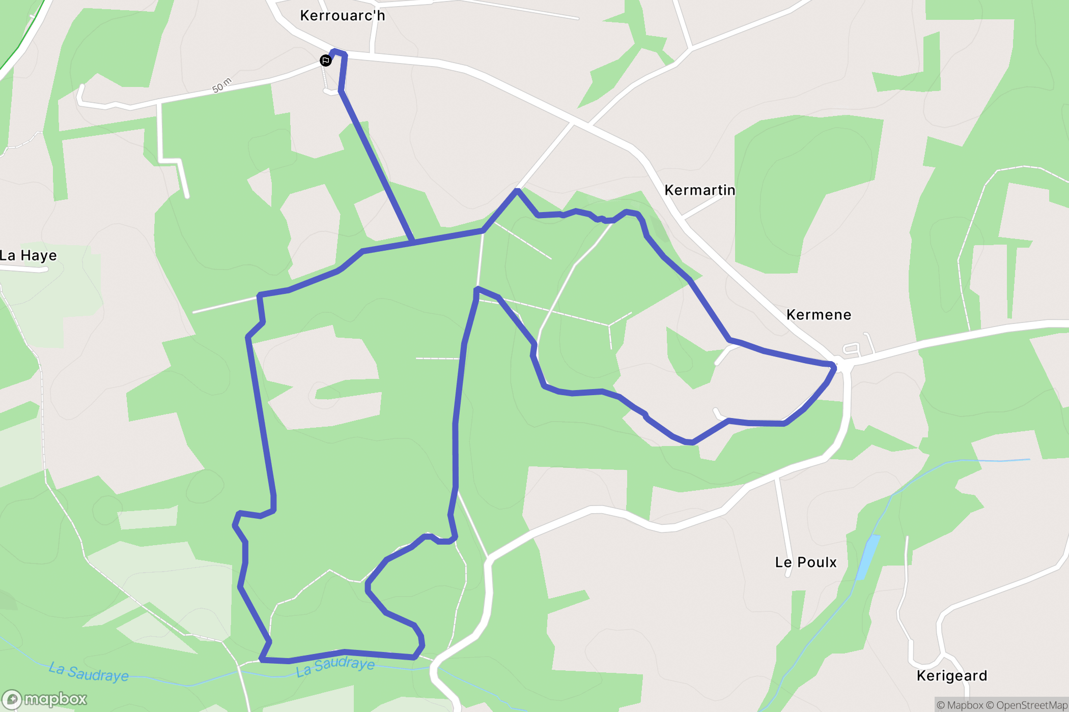 Guidel : carte du parcours de randonnée - France