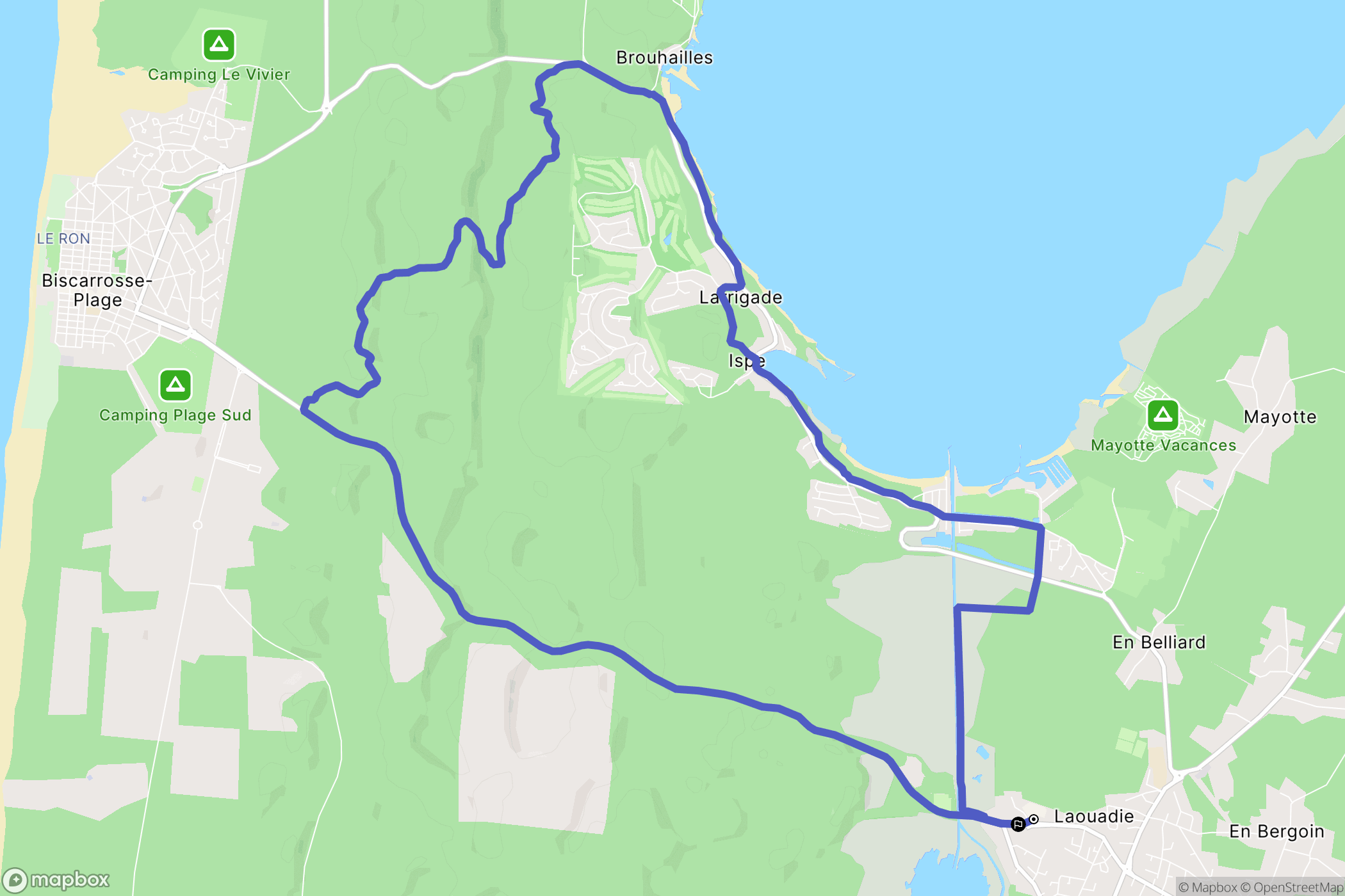 Biscarrosse : carte du parcours de randonnée - France
