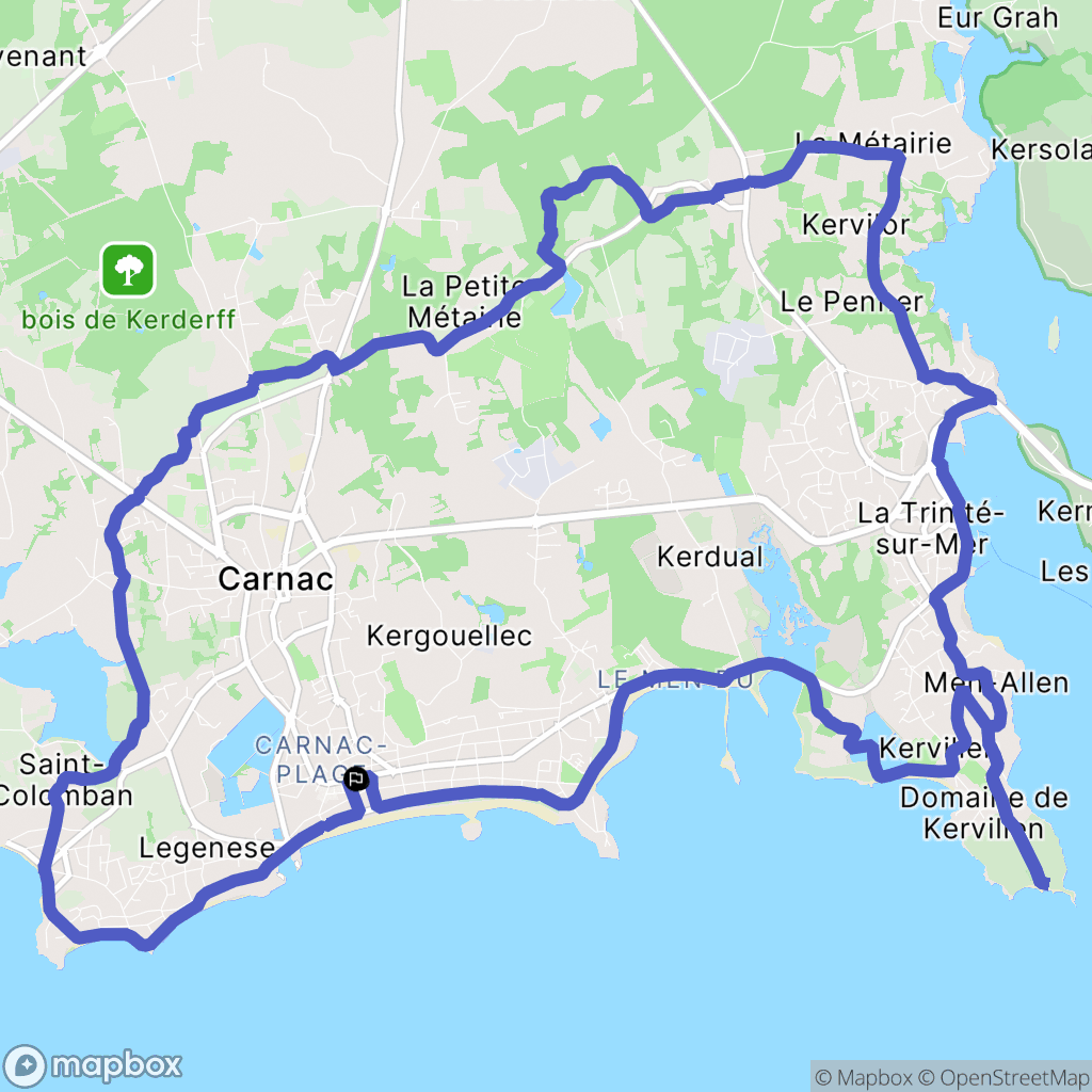 Carnac : carte du parcours de randonnée - France
