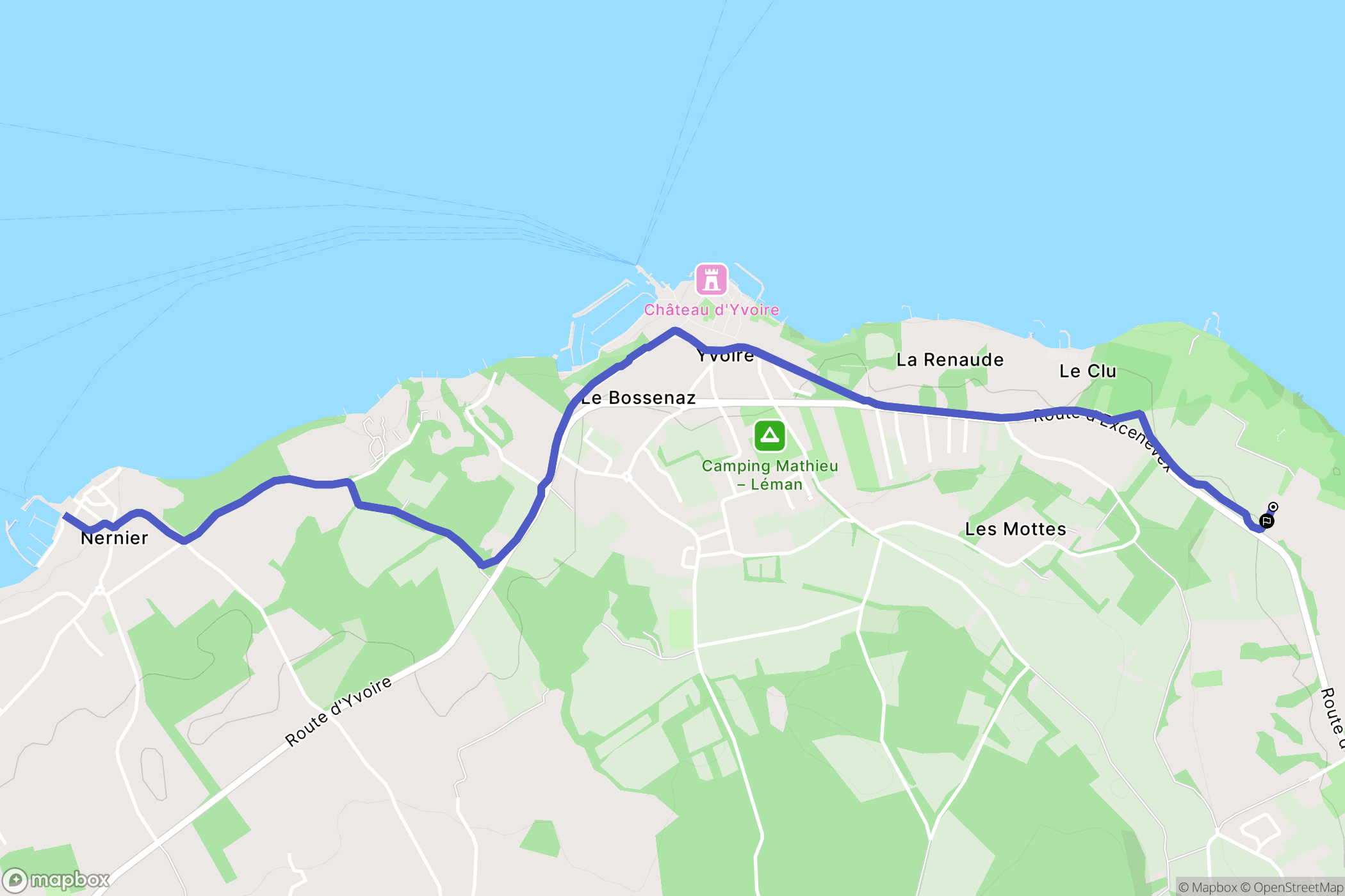 Yvoire : carte du parcours de randonnée - France