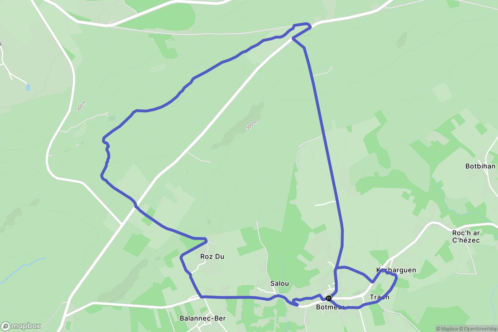 Botmeur : carte du parcours de randonnée - France