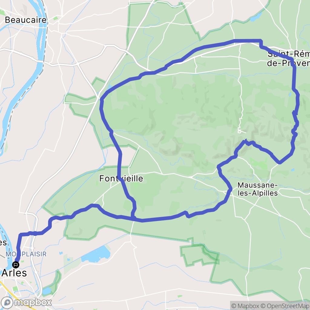 Arles : carte du parcours de randonnée - France