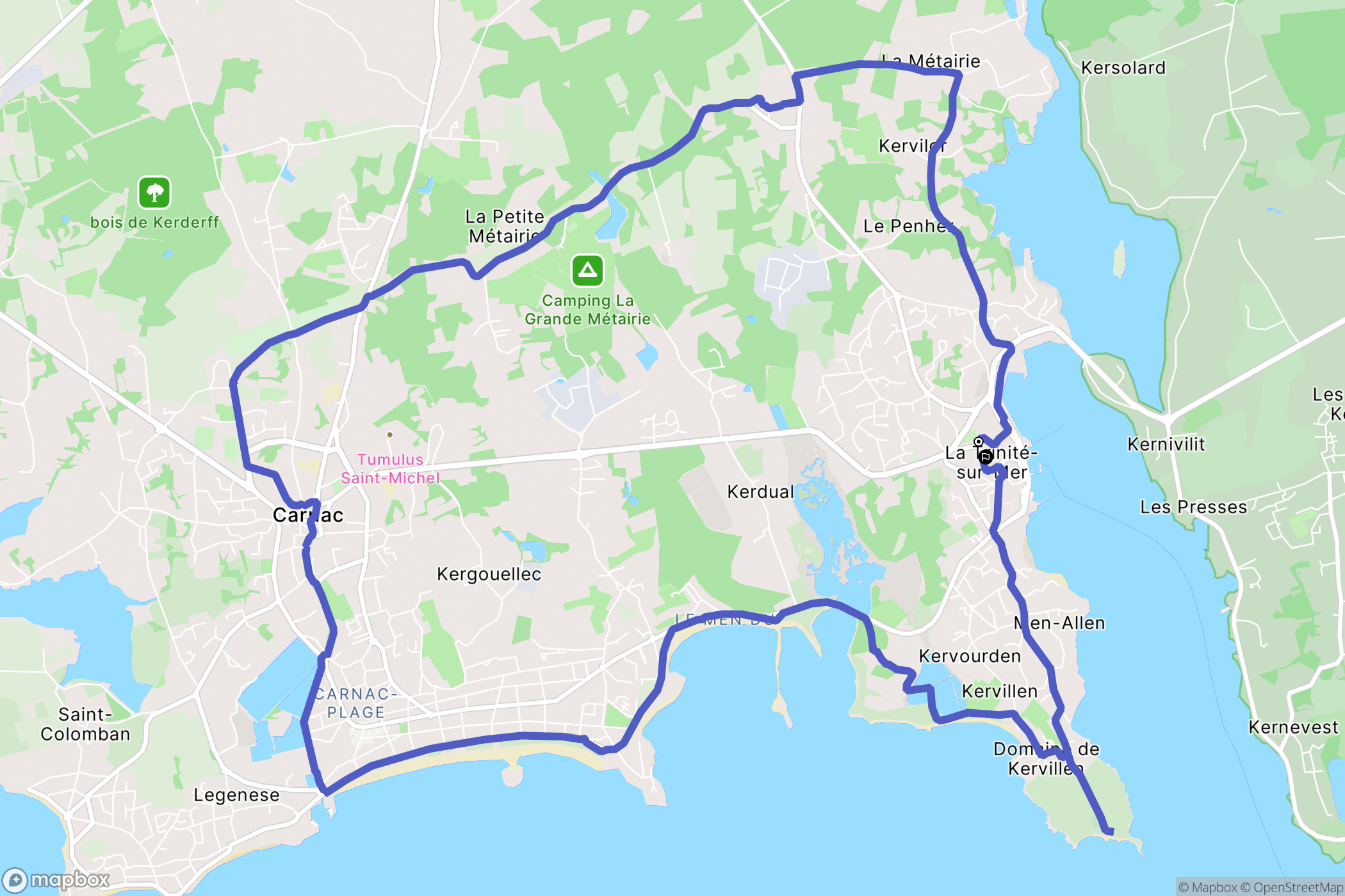 La Trinité-sur-Mer : carte du parcours de randonnée - France