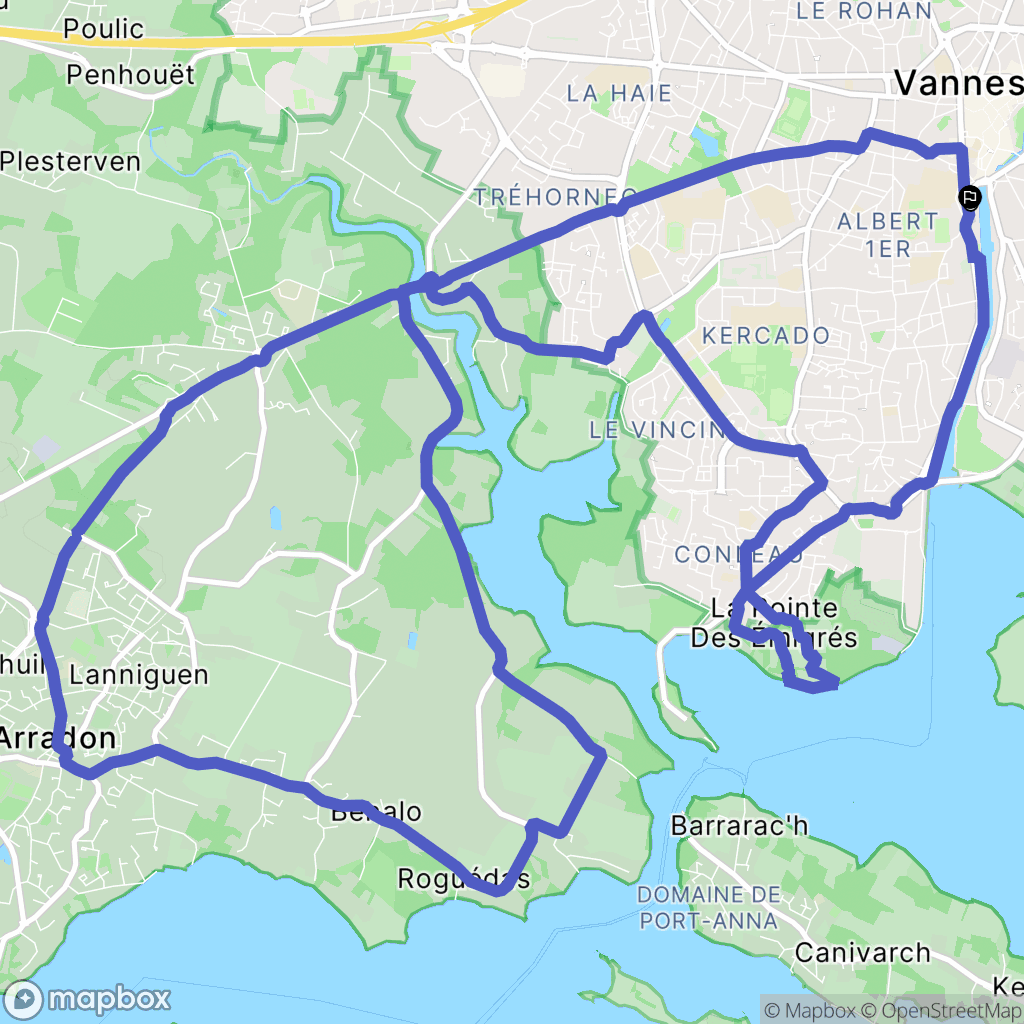 Vannes : carte du parcours de randonnée - France