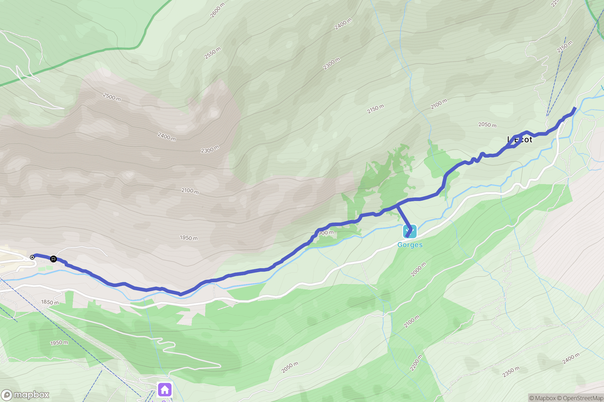 Bonneval-sur-Arc : carte du parcours de randonnée - France