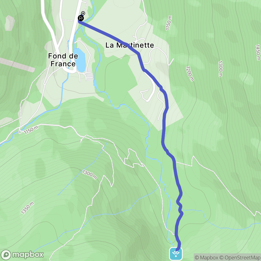 Le Haut-Bréda : carte du parcours de randonnée - France