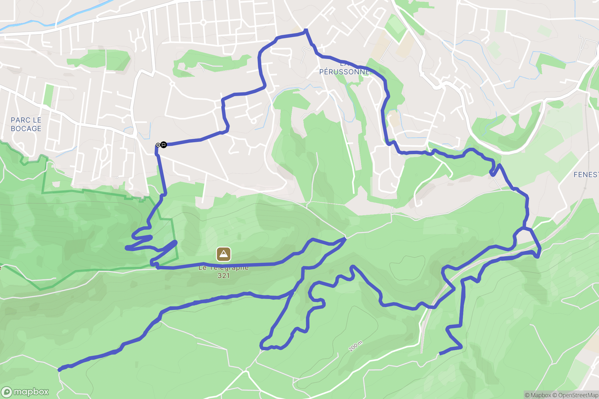 Aubagne : carte du parcours de randonnée - France