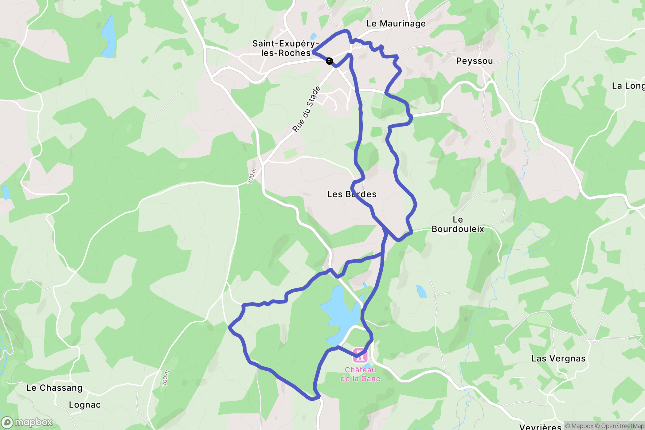 Saint-Exupéry-les-Roches : carte du parcours de randonnée - France