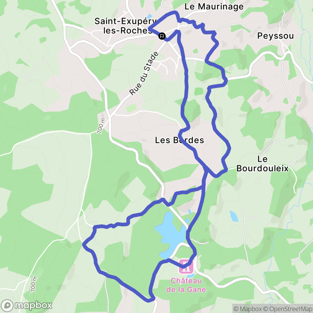 Saint-Exupéry-les-Roches : carte du parcours de randonnée - France