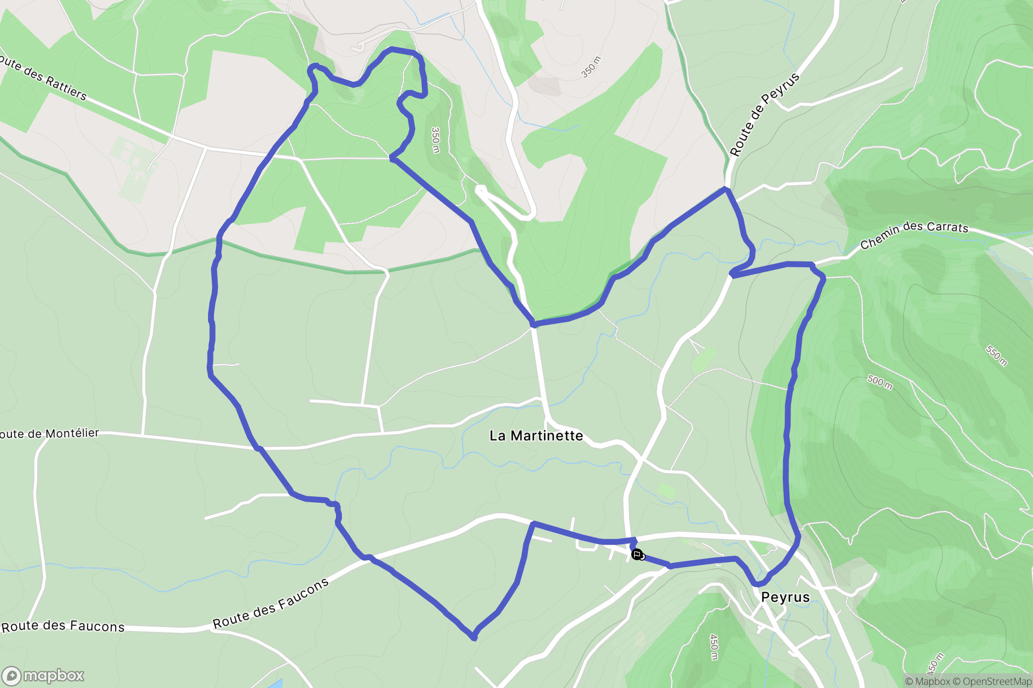 Peyrus : carte du parcours de randonnée - France