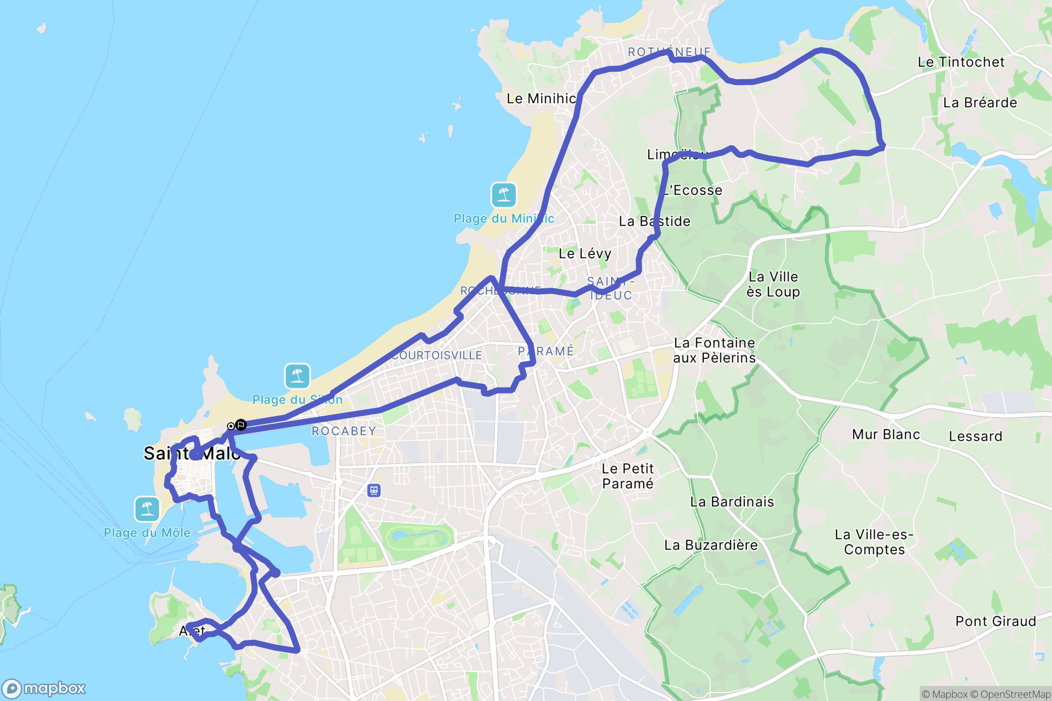 Saint-Malo : carte du parcours de randonnée - France