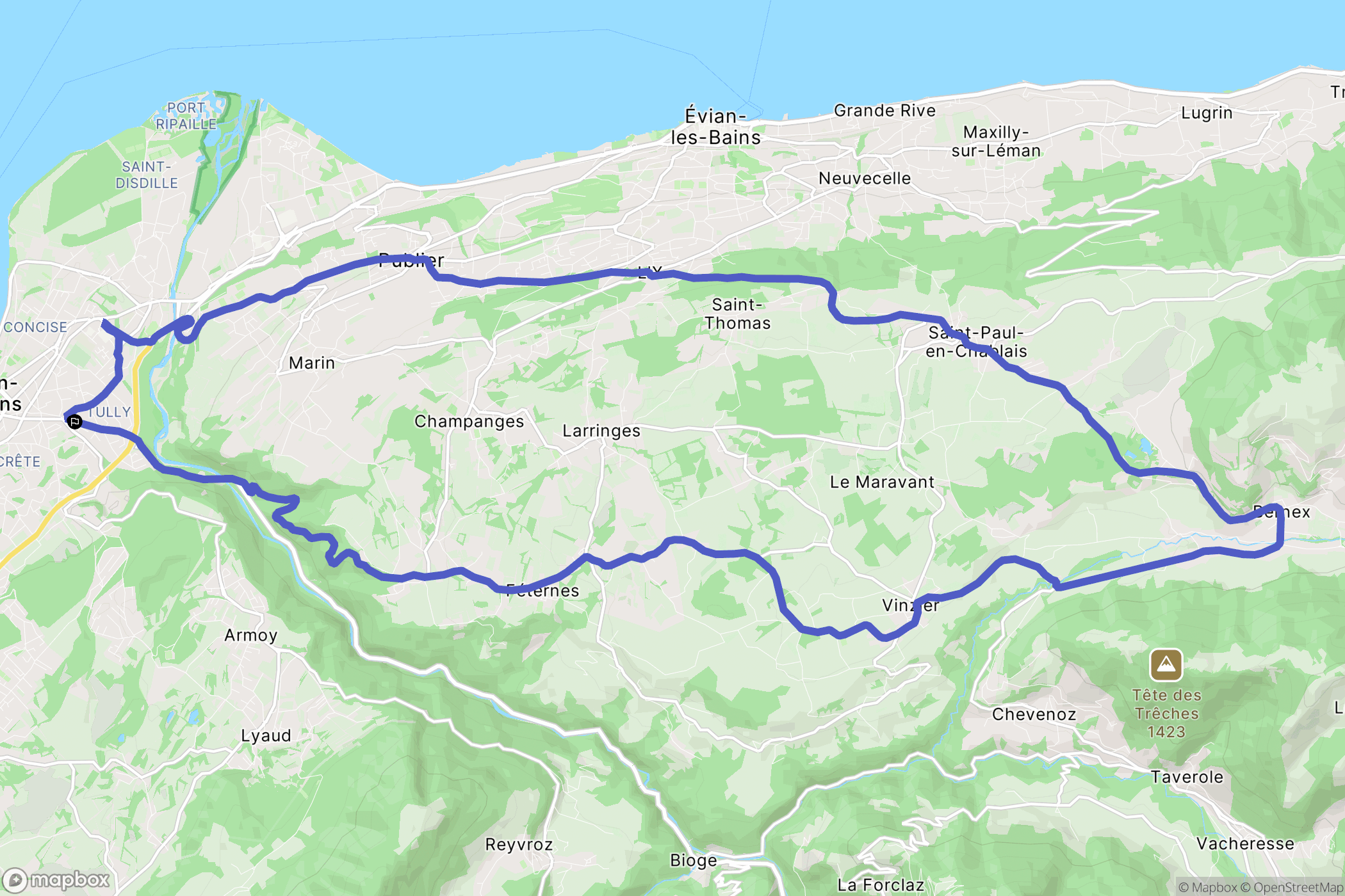 Thonon-les-Bains : carte du parcours de randonnée - France