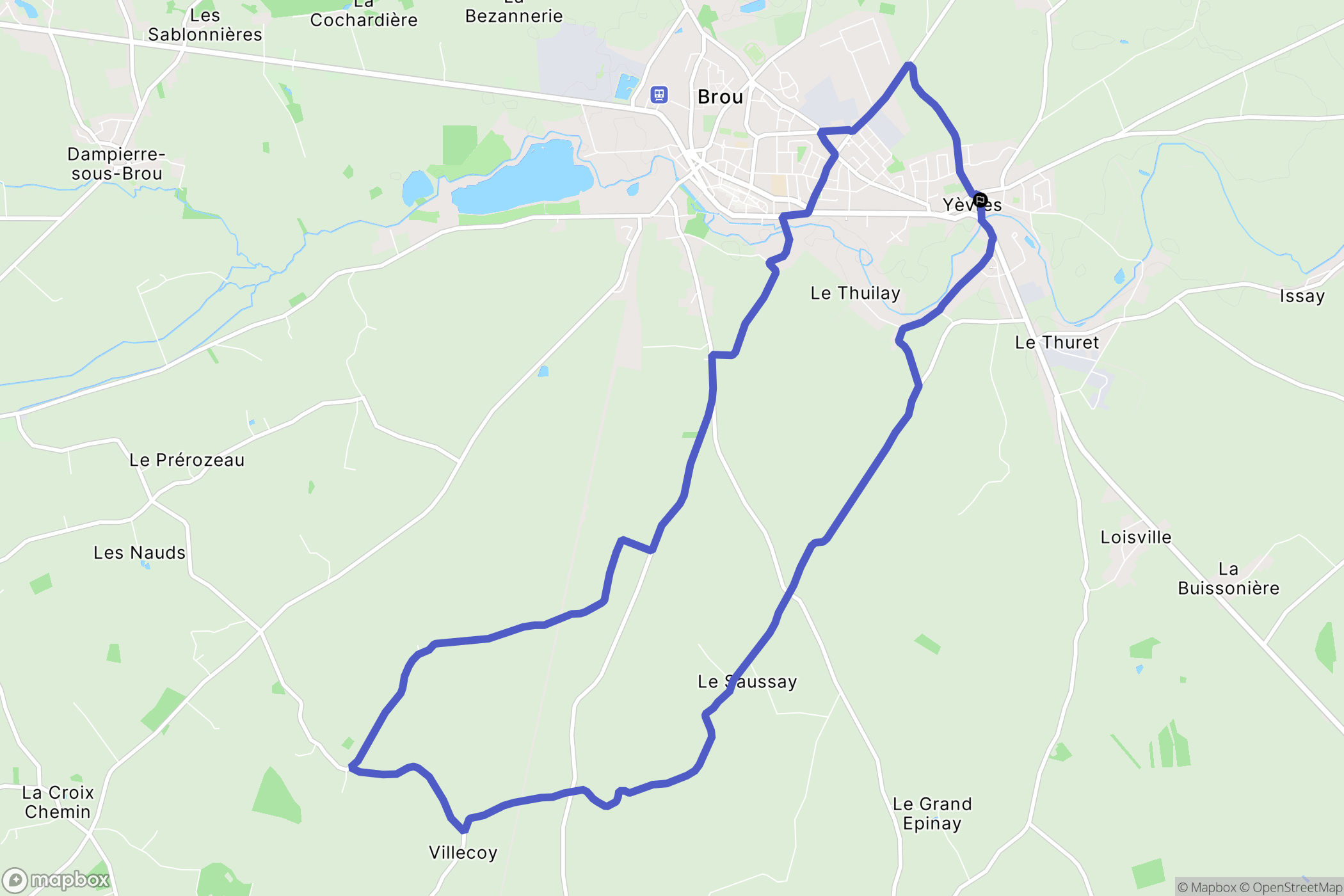 Yèvres : carte du parcours de randonnée - France