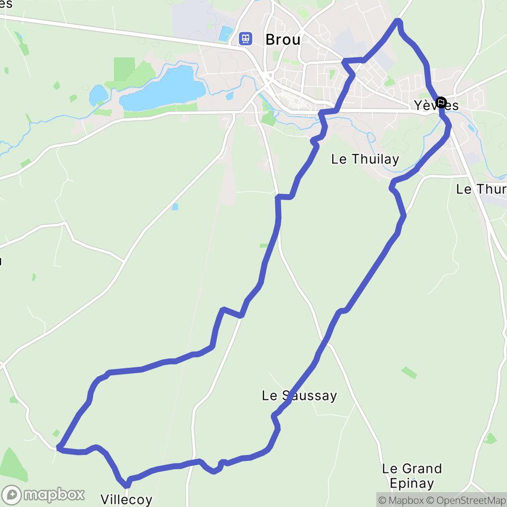 Yèvres : carte du parcours de randonnée - France