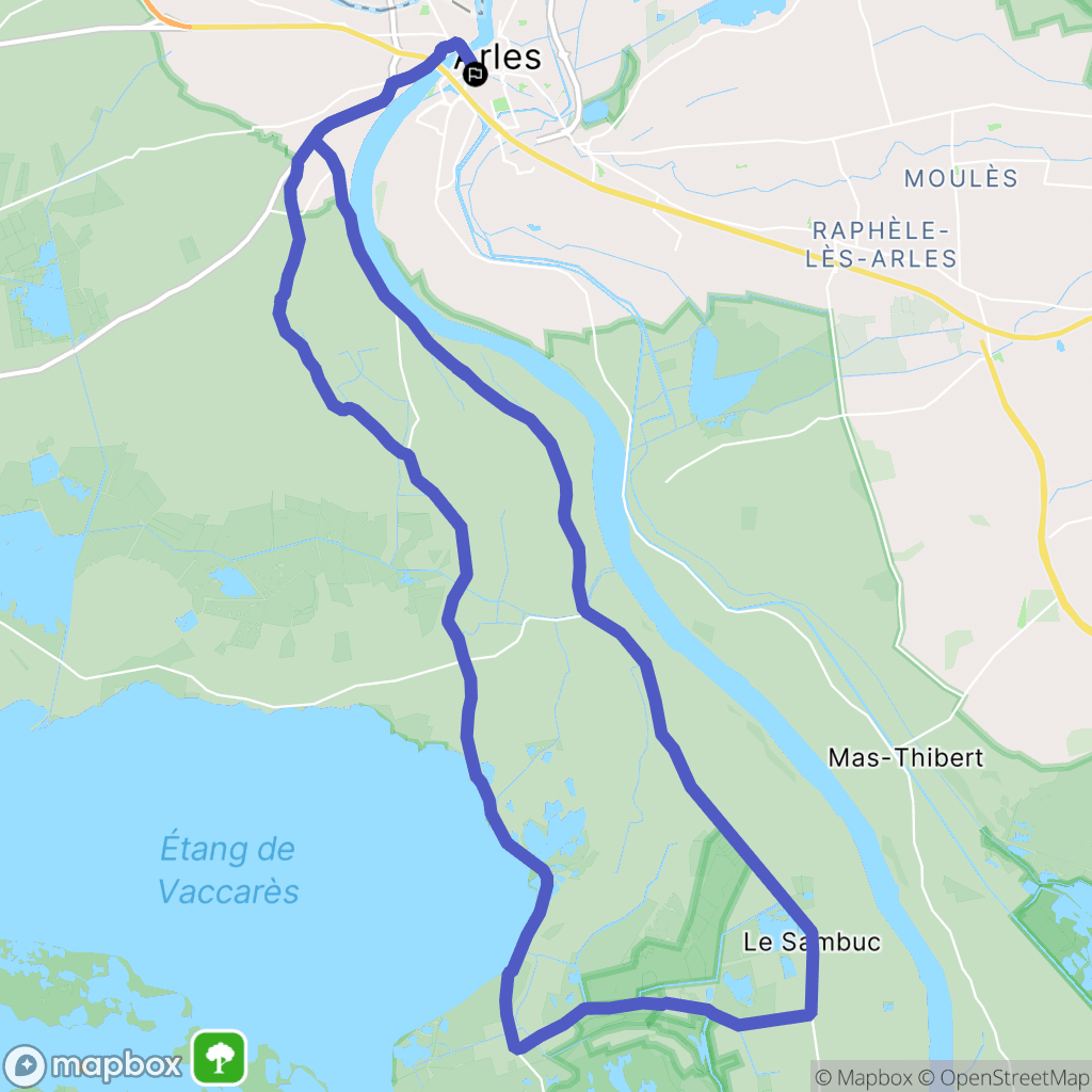 Arles : carte du parcours de randonnée - France