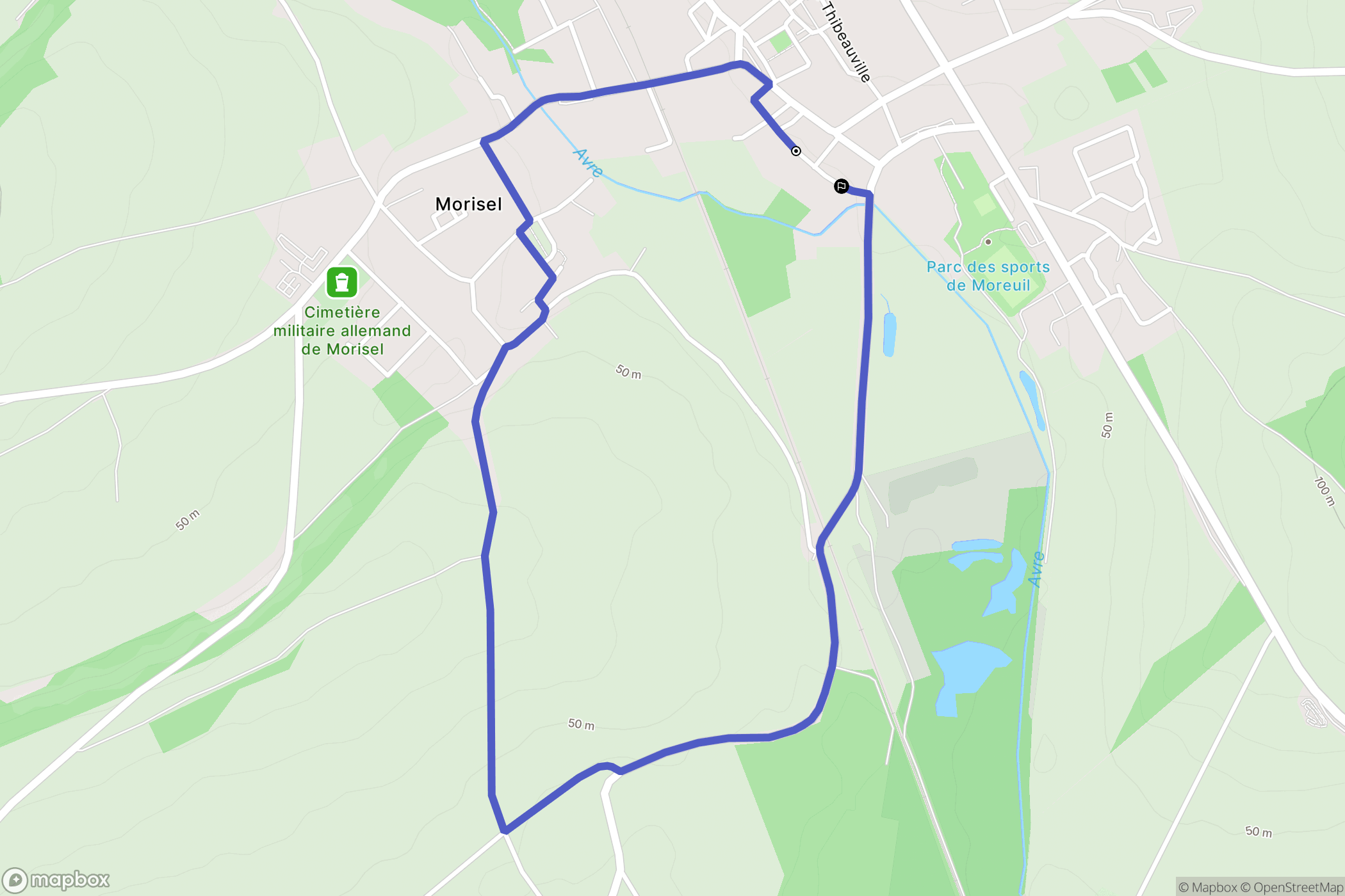 Moreuil : carte du parcours de randonnée - France