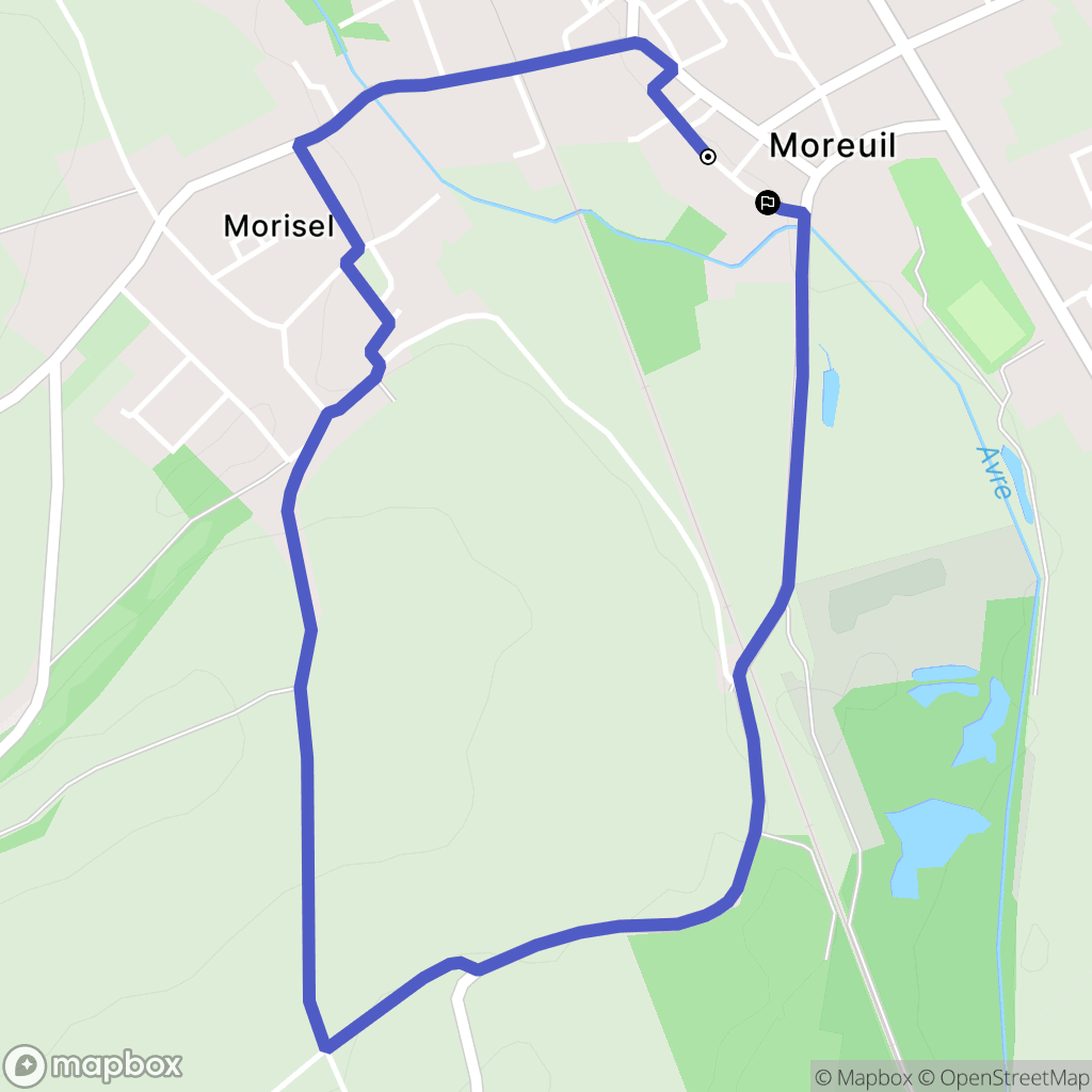 Moreuil : carte du parcours de randonnée - France