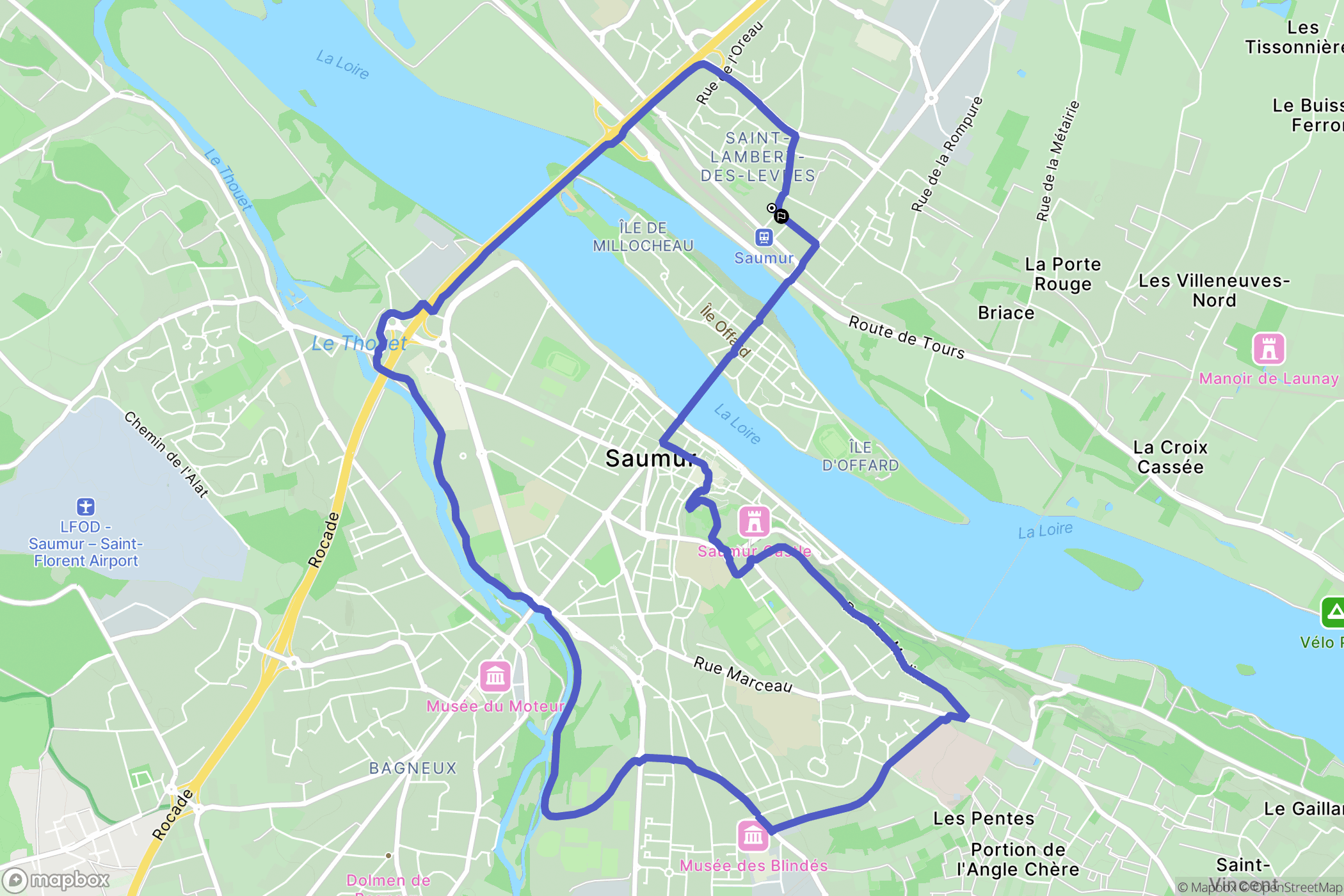 Saumur : carte du parcours de randonnée - France