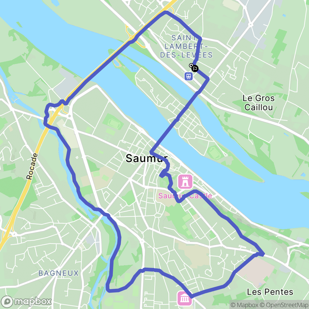 Saumur : carte du parcours de randonnée - France