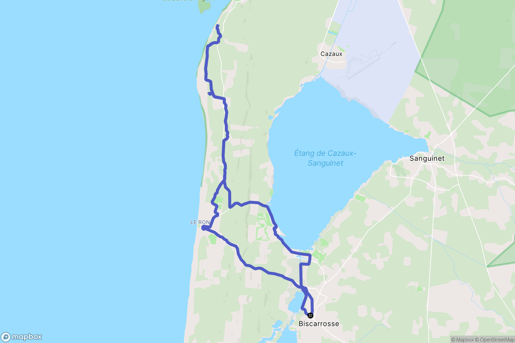 Biscarrosse : carte du parcours de randonnée - France