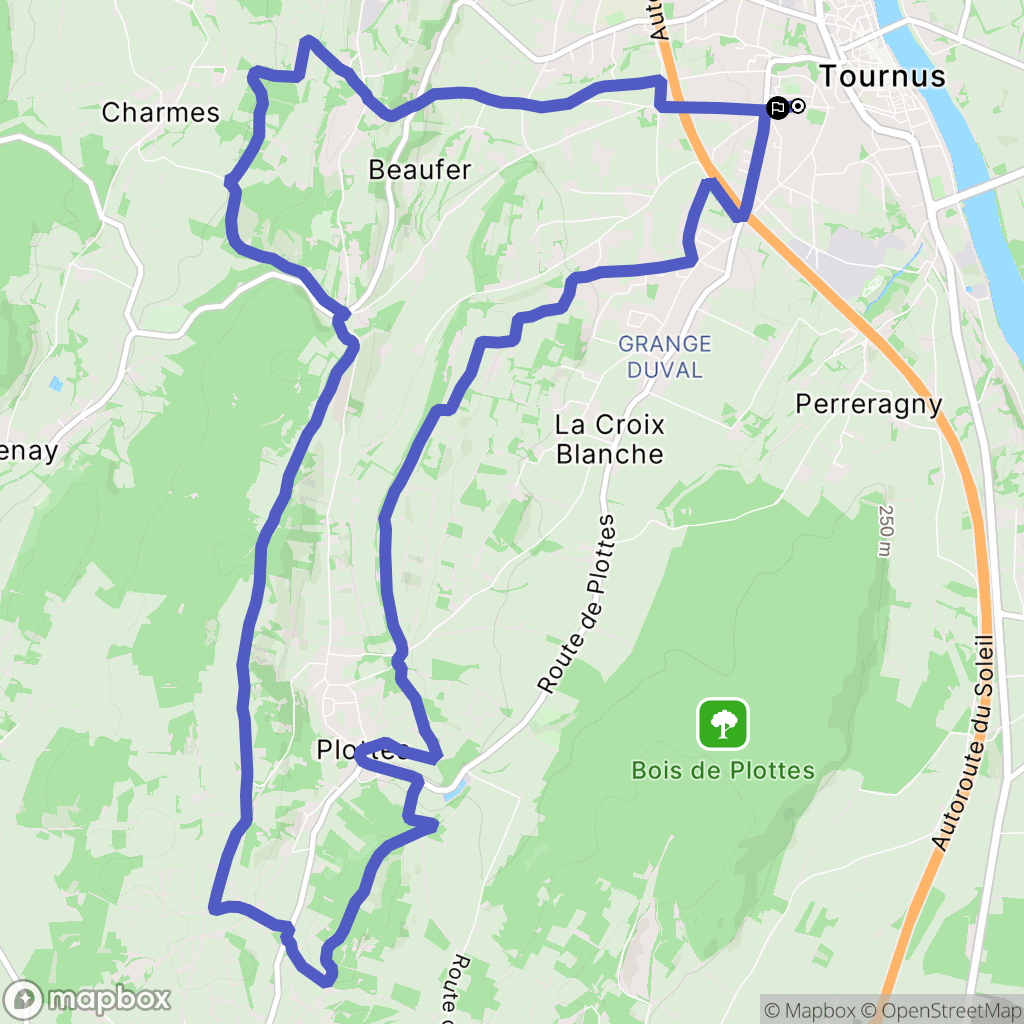 Tournus : carte du parcours de randonnée - France