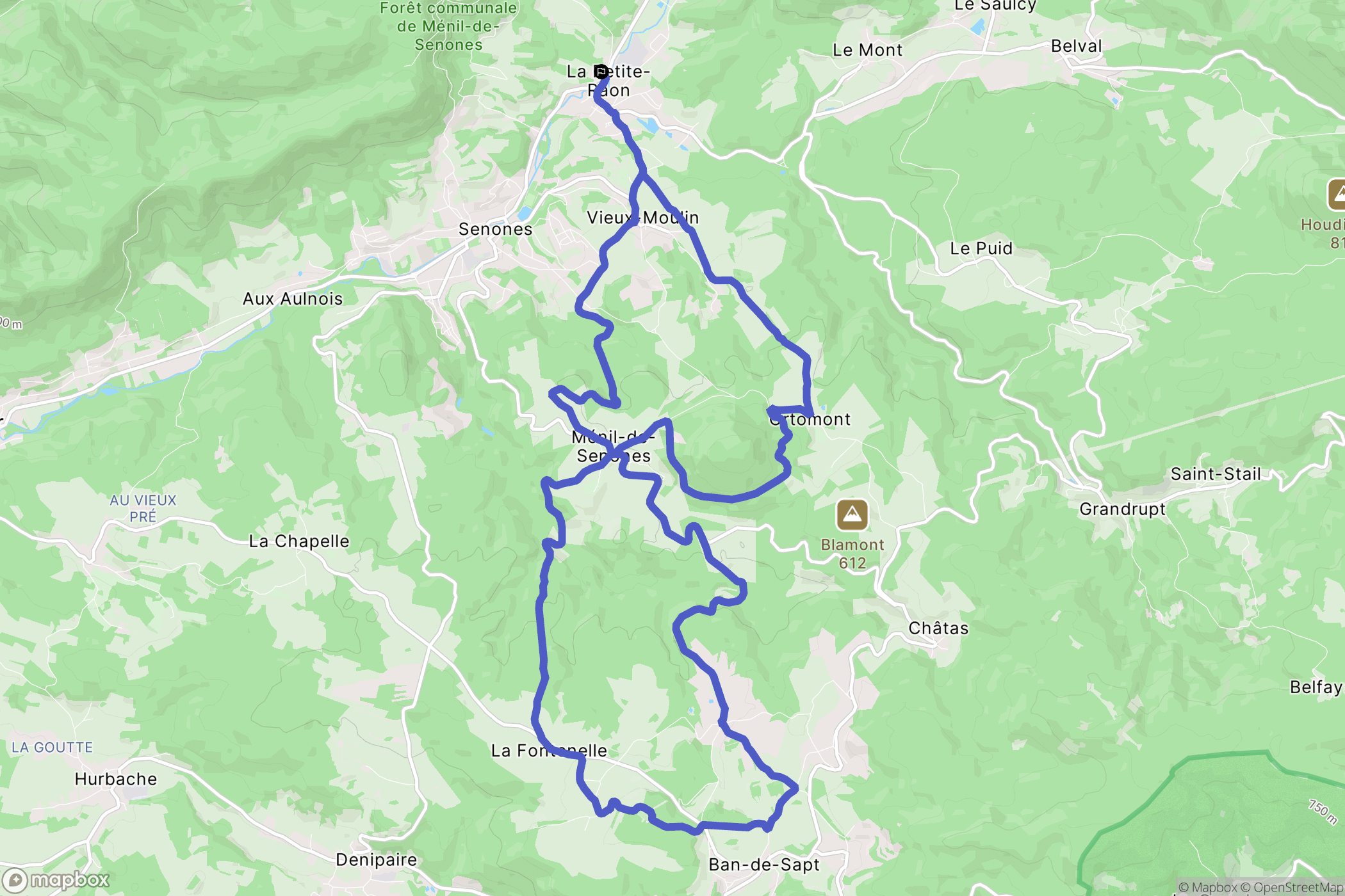 La Petite-Raon : carte du parcours de randonnée - France