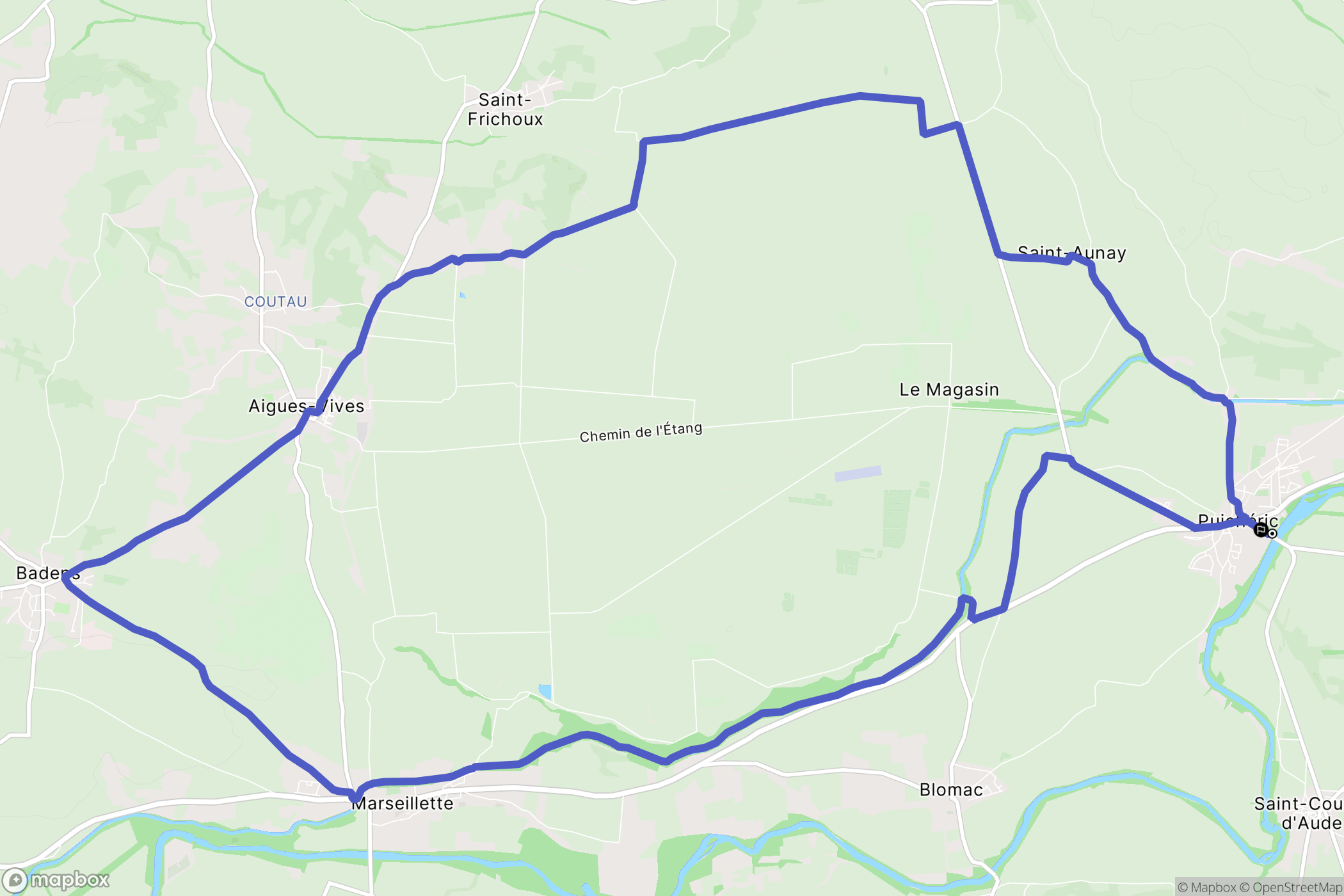 Puichéric : carte du parcours de randonnée - France