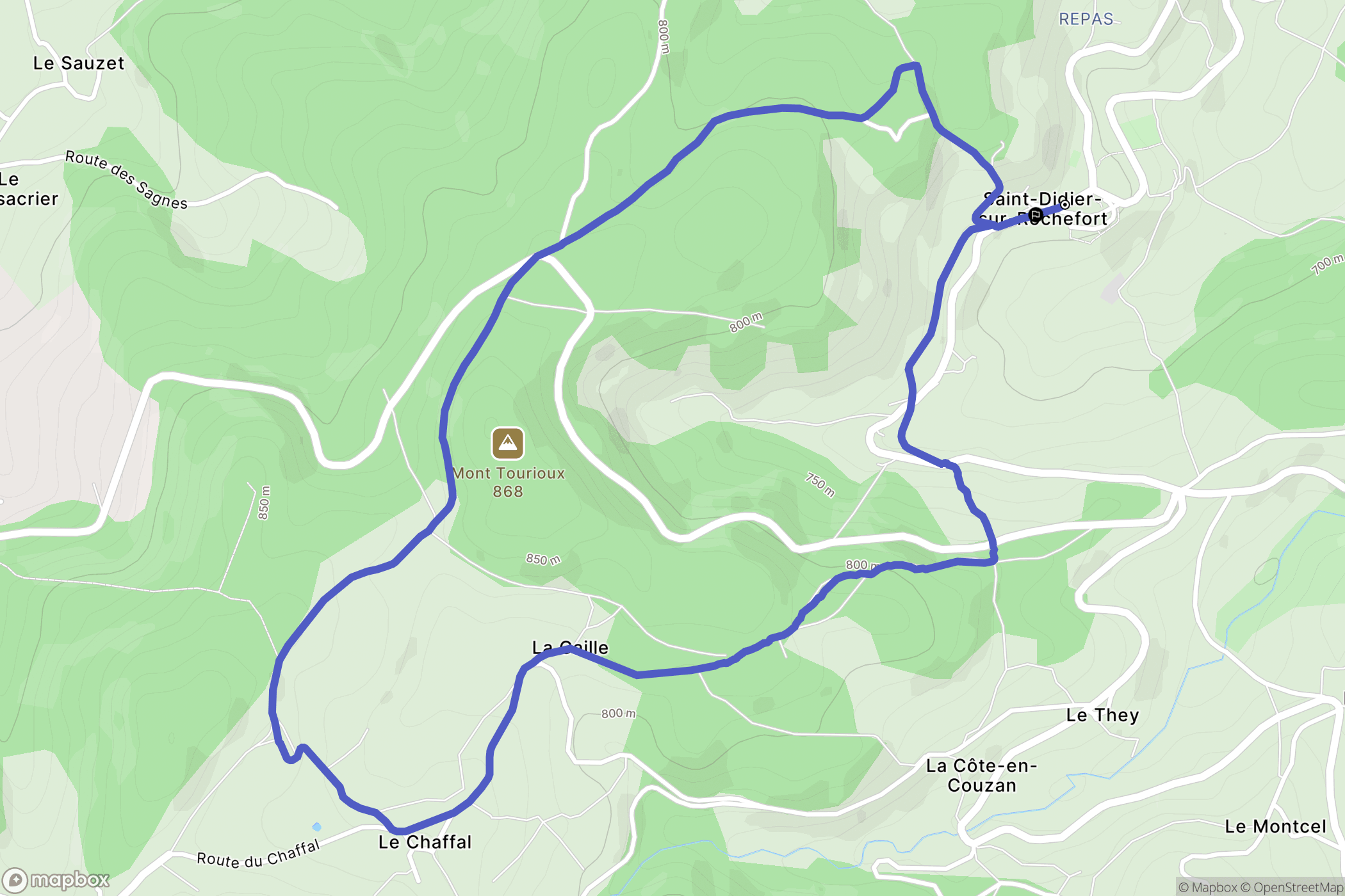 Saint-Didier-sur-Rochefort : carte du parcours de randonnée - France