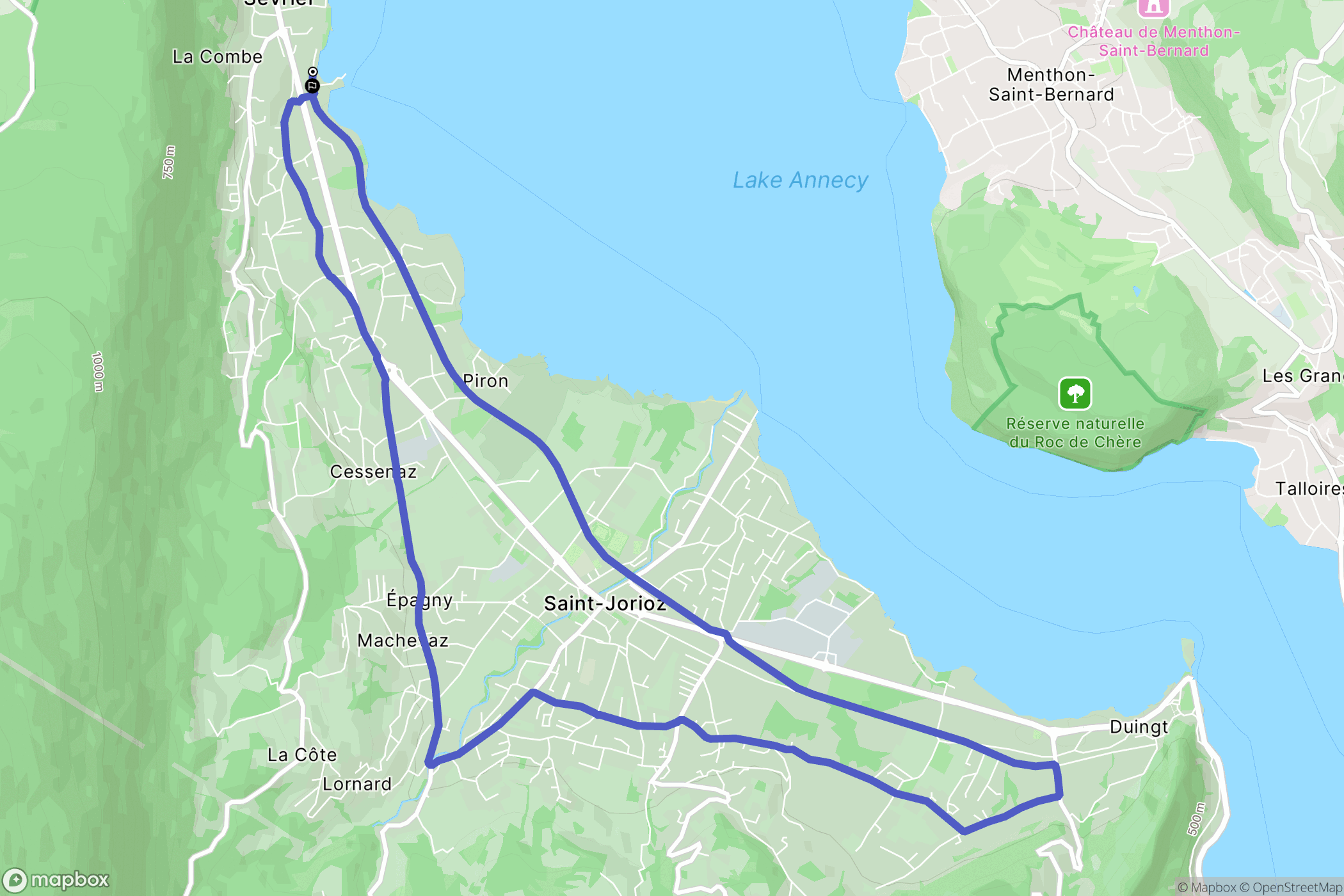 Sévrier : carte du parcours de randonnée - France
