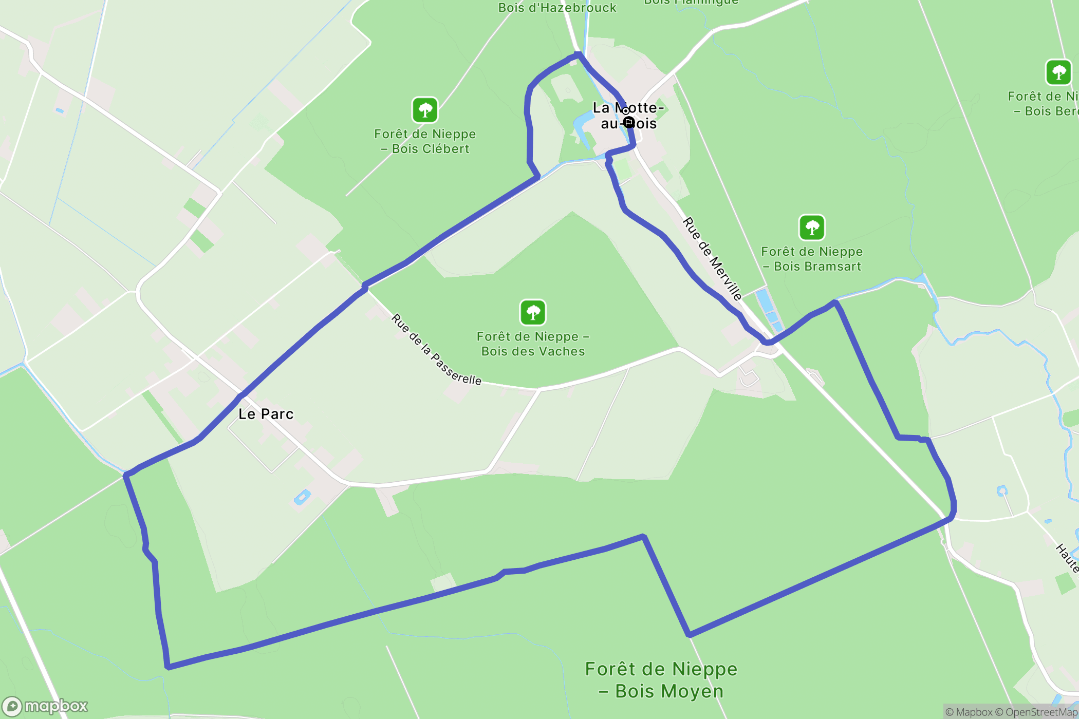 Morbecque : carte du parcours de randonnée - France