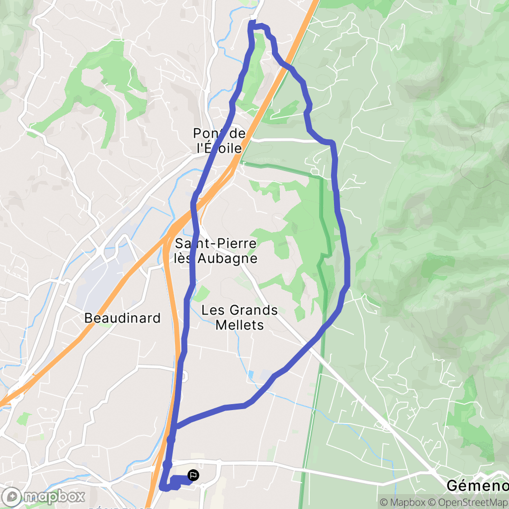 Aubagne : carte du parcours de randonnée - France