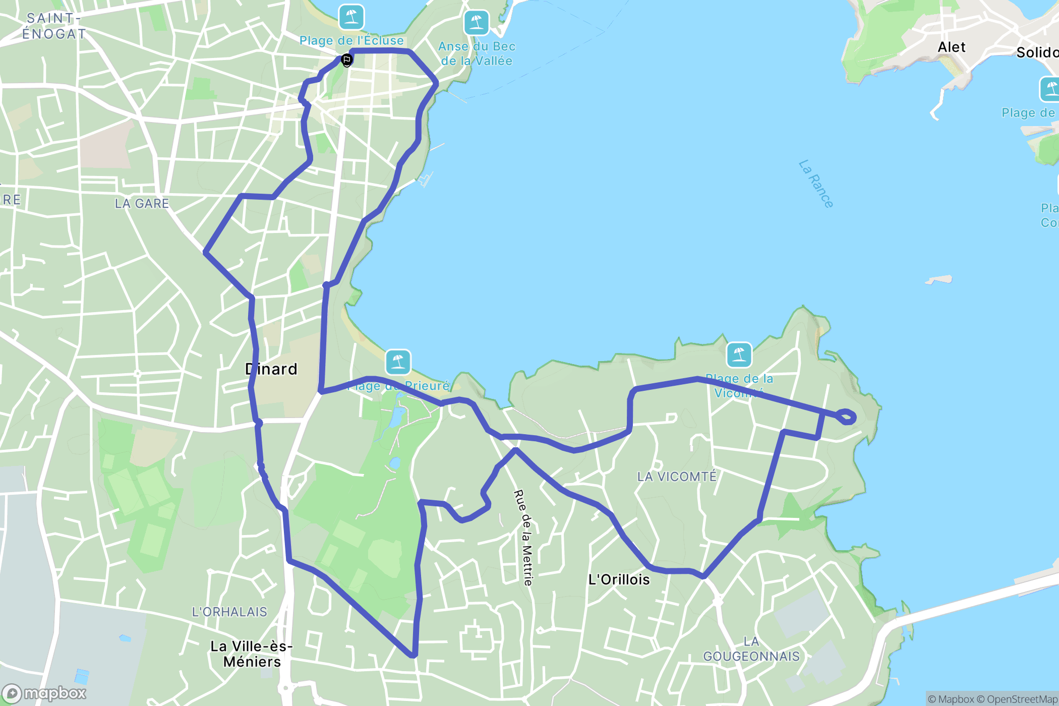 Dinard : carte du parcours de randonnée - France