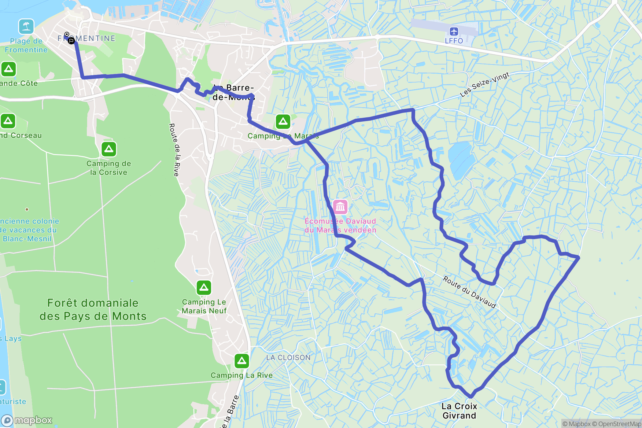 La Barre-de-Monts : carte du parcours de randonnée - France