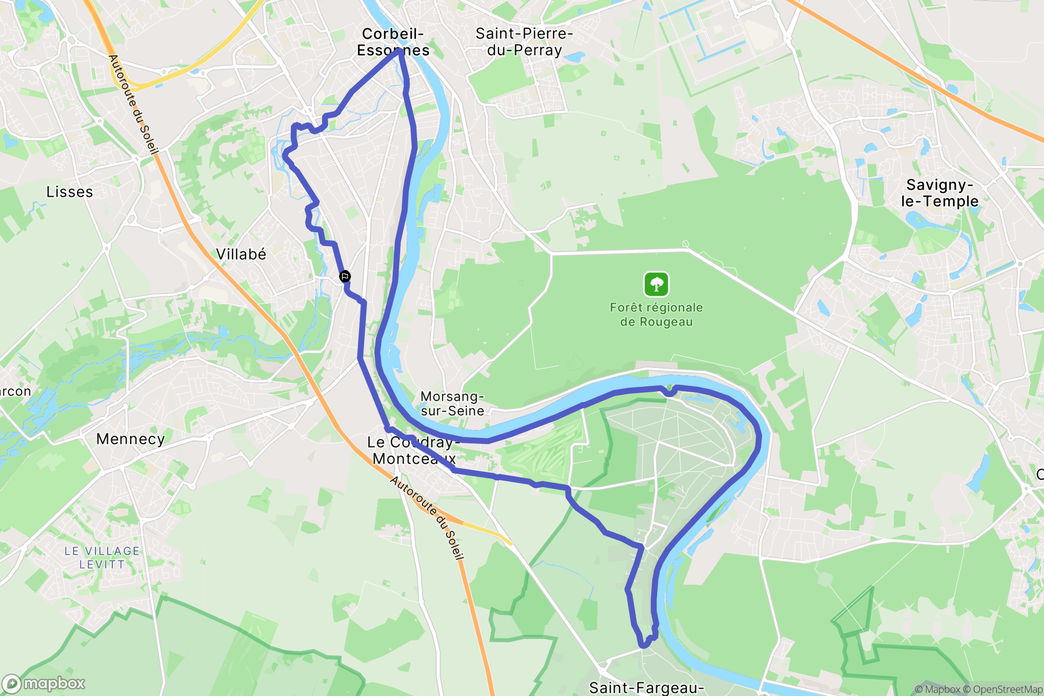 Corbeil-Essonnes : carte du parcours de randonnée - France