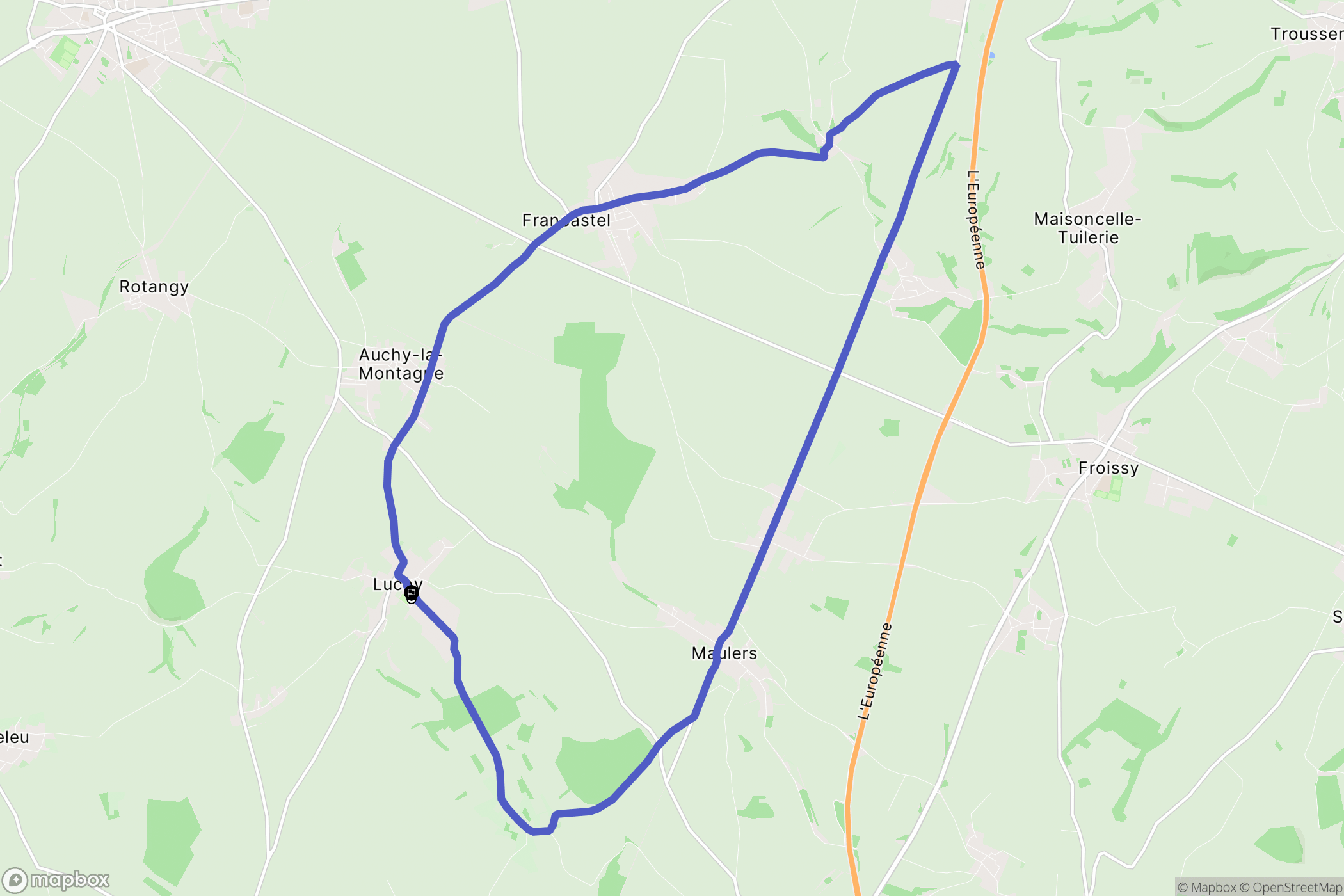 Luchy : carte du parcours de randonnée - France