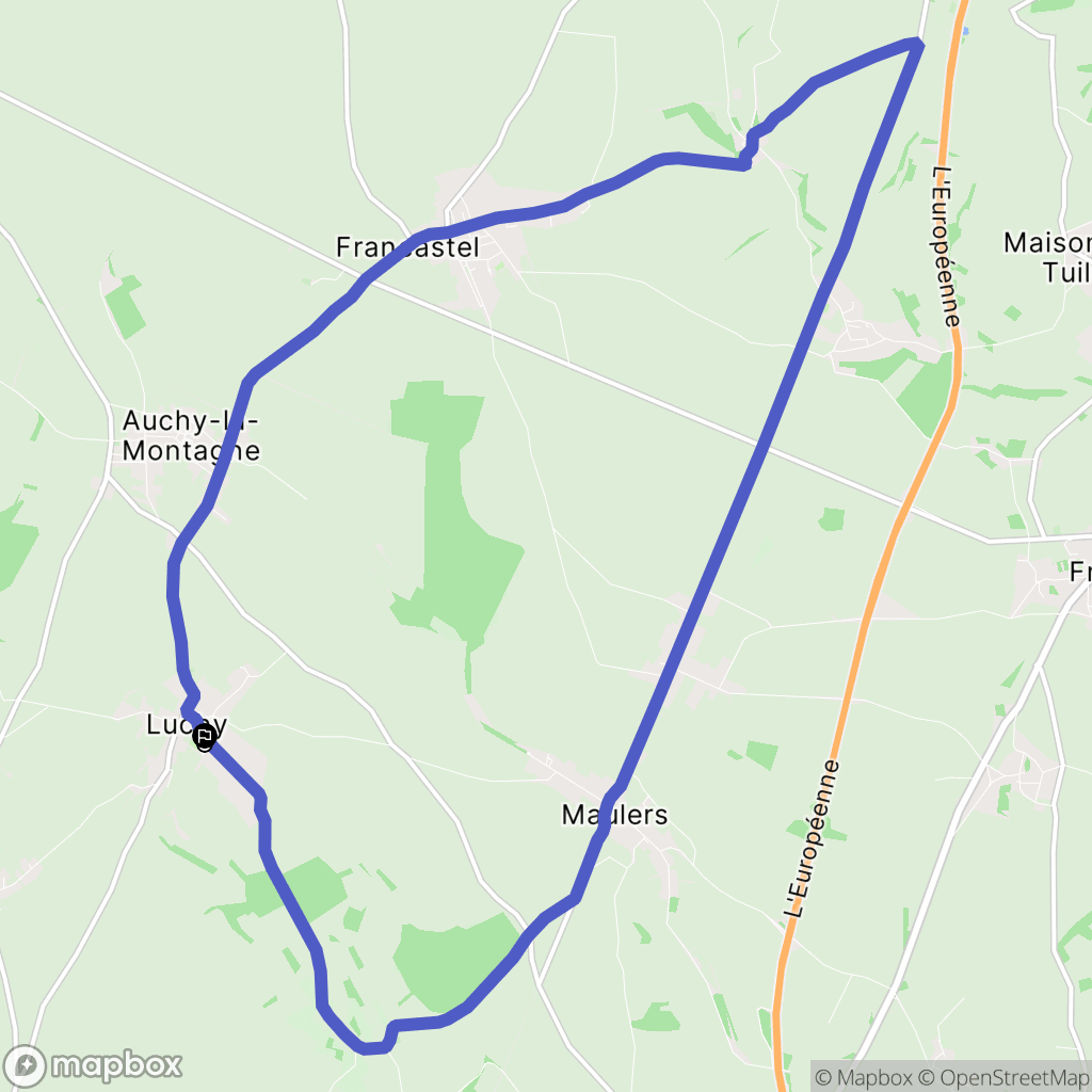 Luchy : carte du parcours de randonnée - France