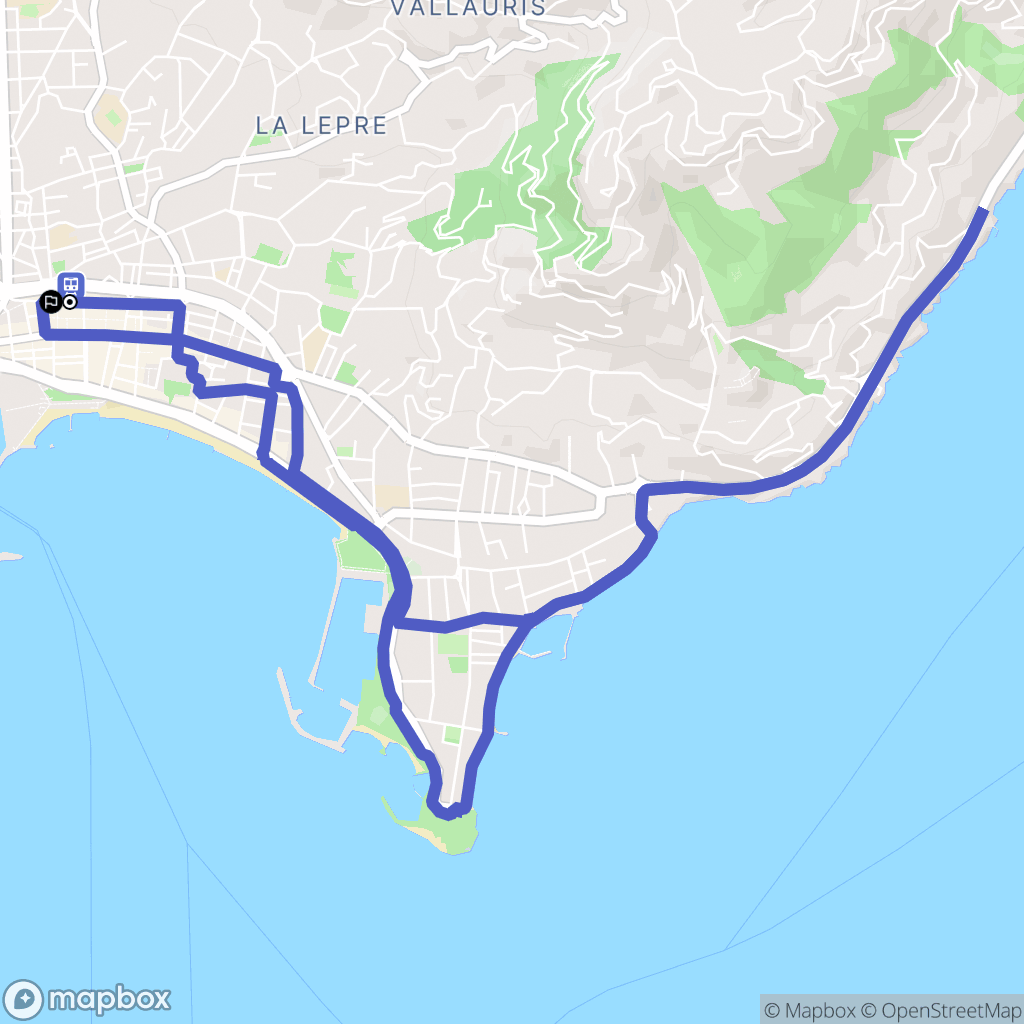 Cannes : carte du parcours de randonnée - France