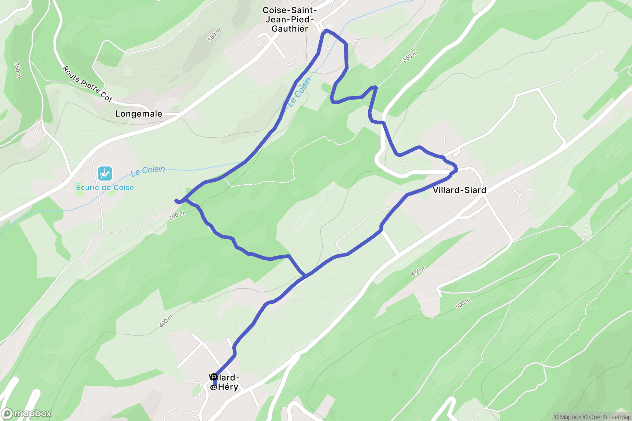 Villard-d'Héry : carte du parcours de randonnée - France