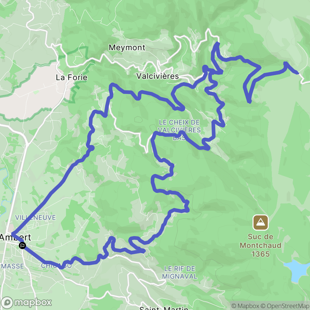 Ambert : carte du parcours de randonnée - France