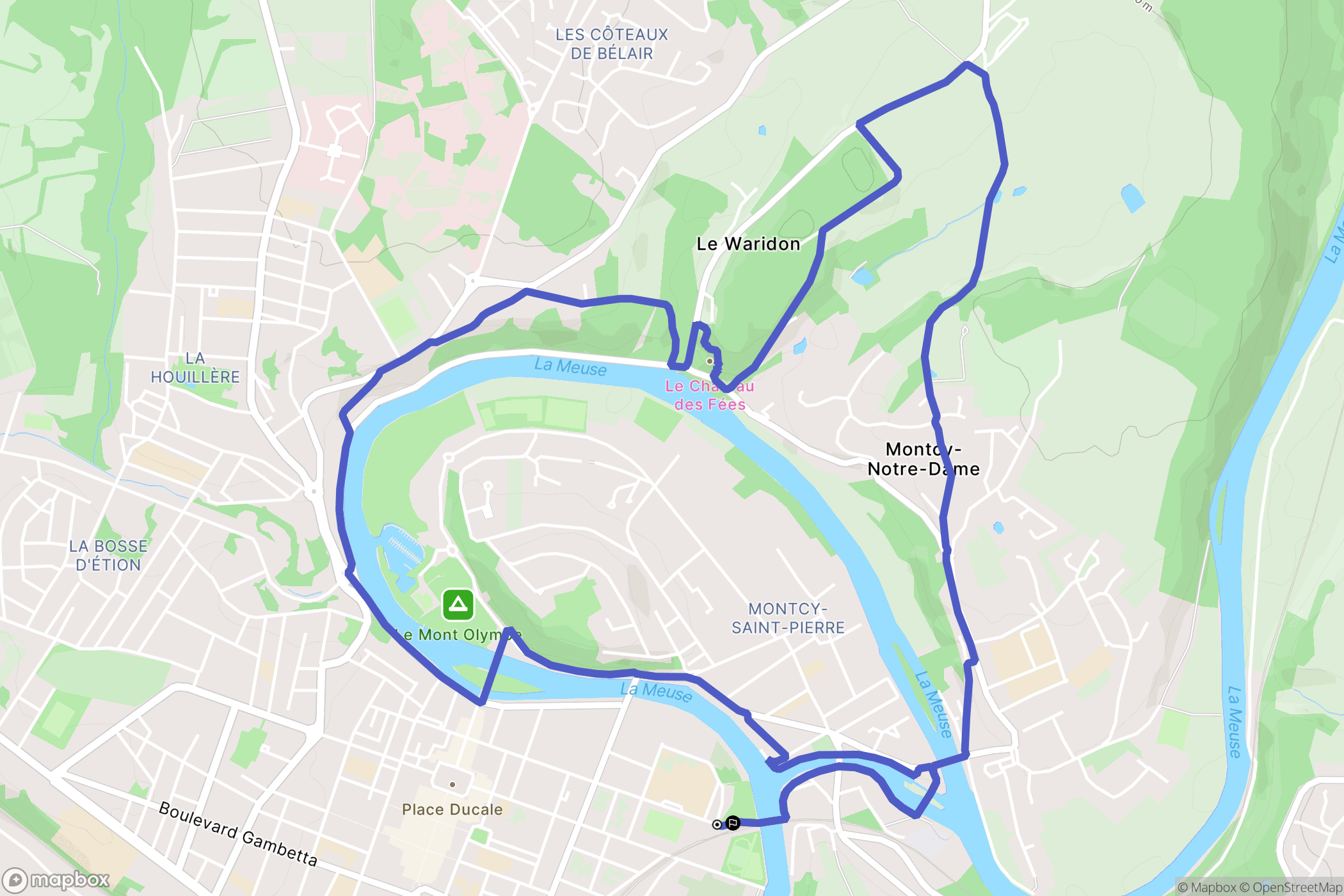 Charleville-Mézières : carte du parcours de randonnée - France