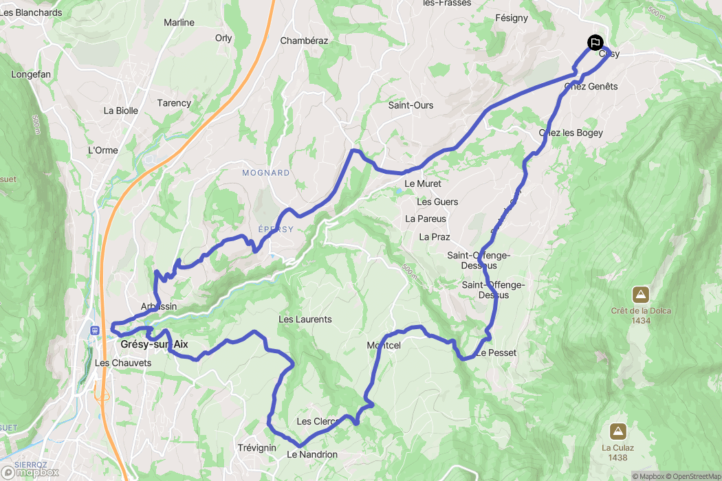 Cusy : carte du parcours de randonnée - France