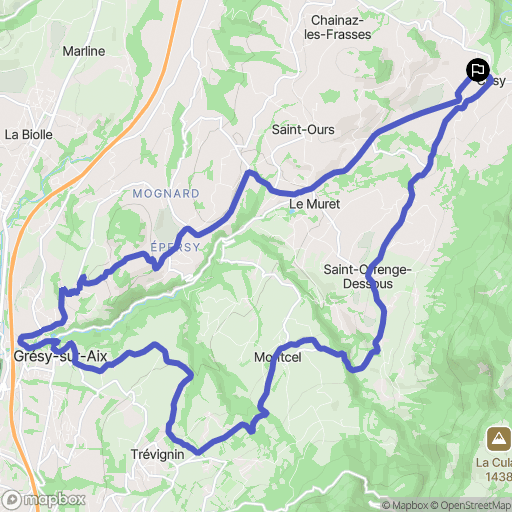 Cusy : carte du parcours de randonnée - France